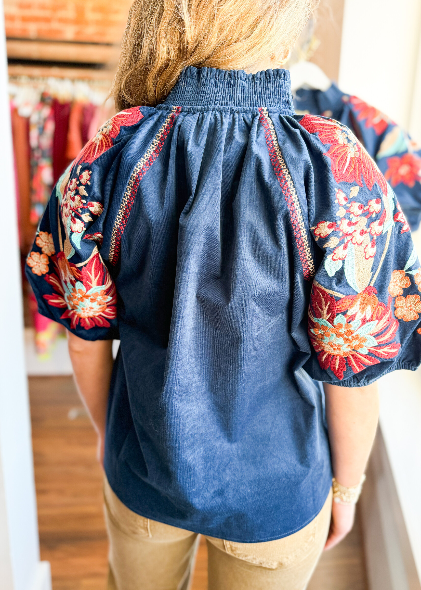 Floral Embroidered V-Neck Top