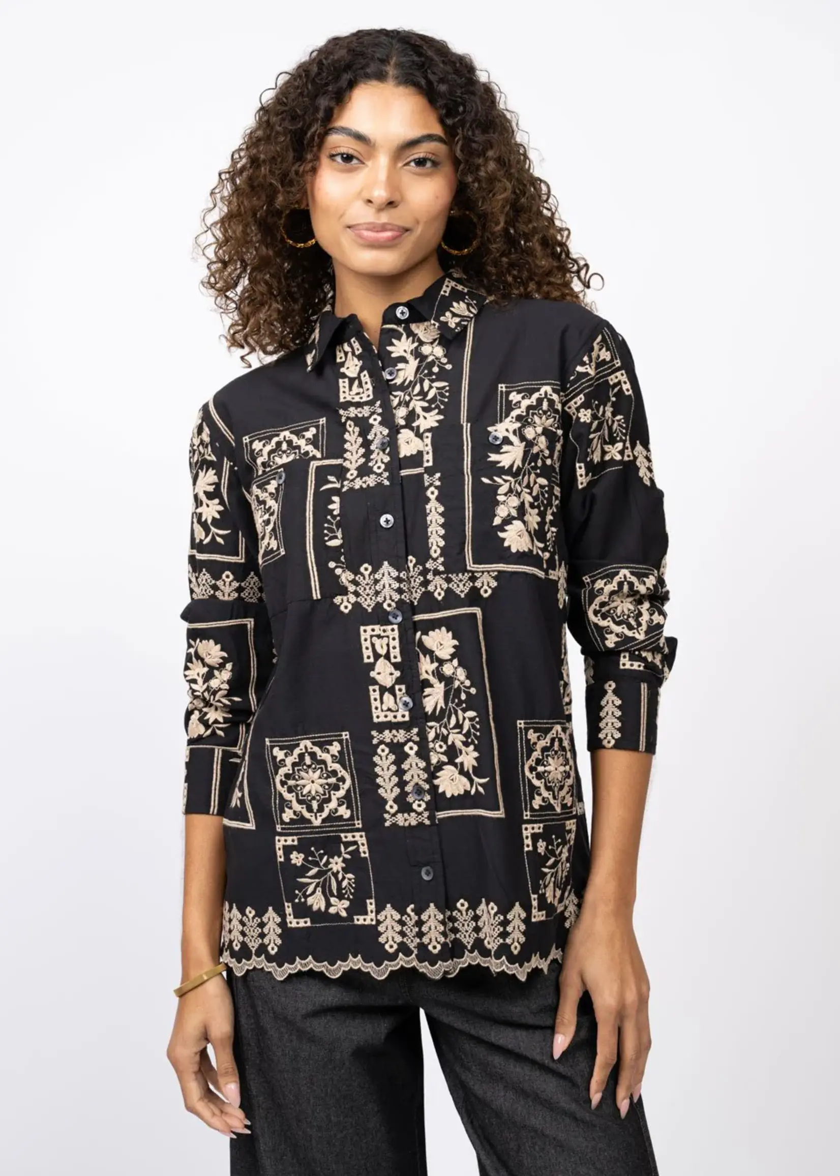 Ivy Jane Scarf Embroidered Blouse