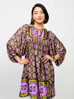 Uncle Frank Split Neck Medallion Flower Dress