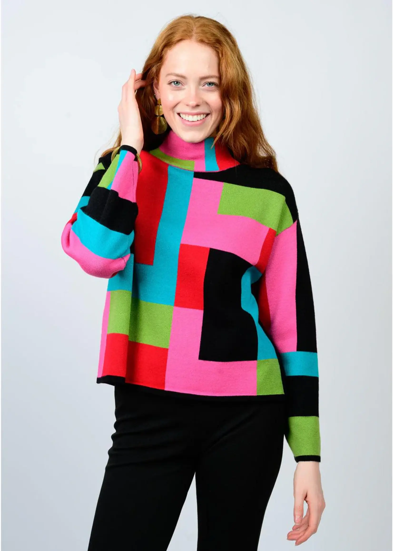 Ivy Jane Mock Neck Colorblock Sweater