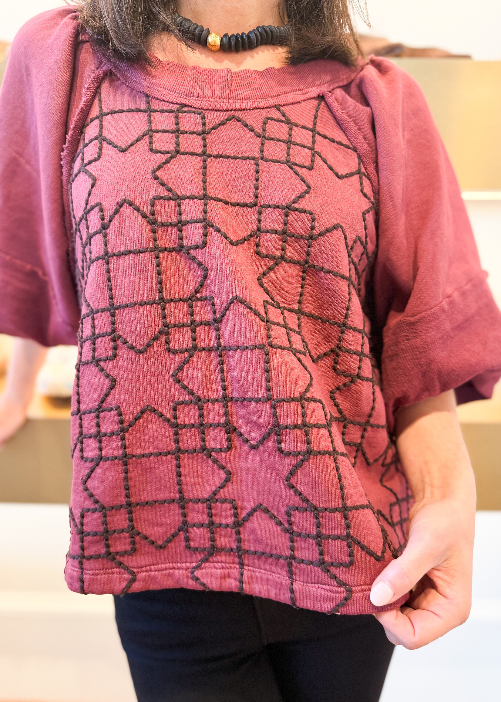 Ivy Jane Quilted Pattern Knit Top