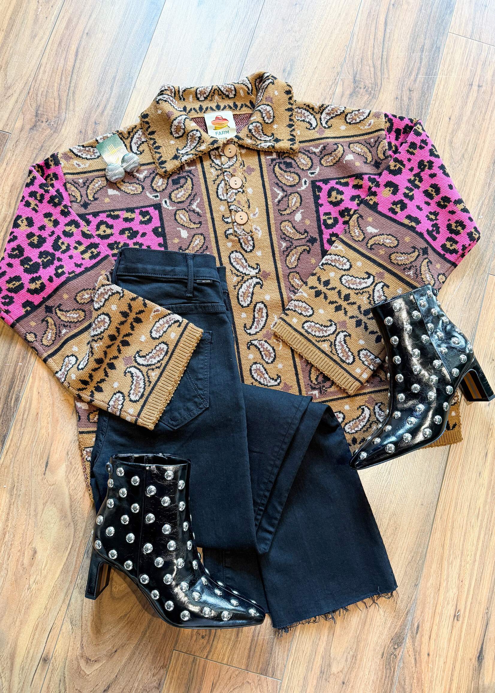 Farm Rio Leopard Scarf Sweater