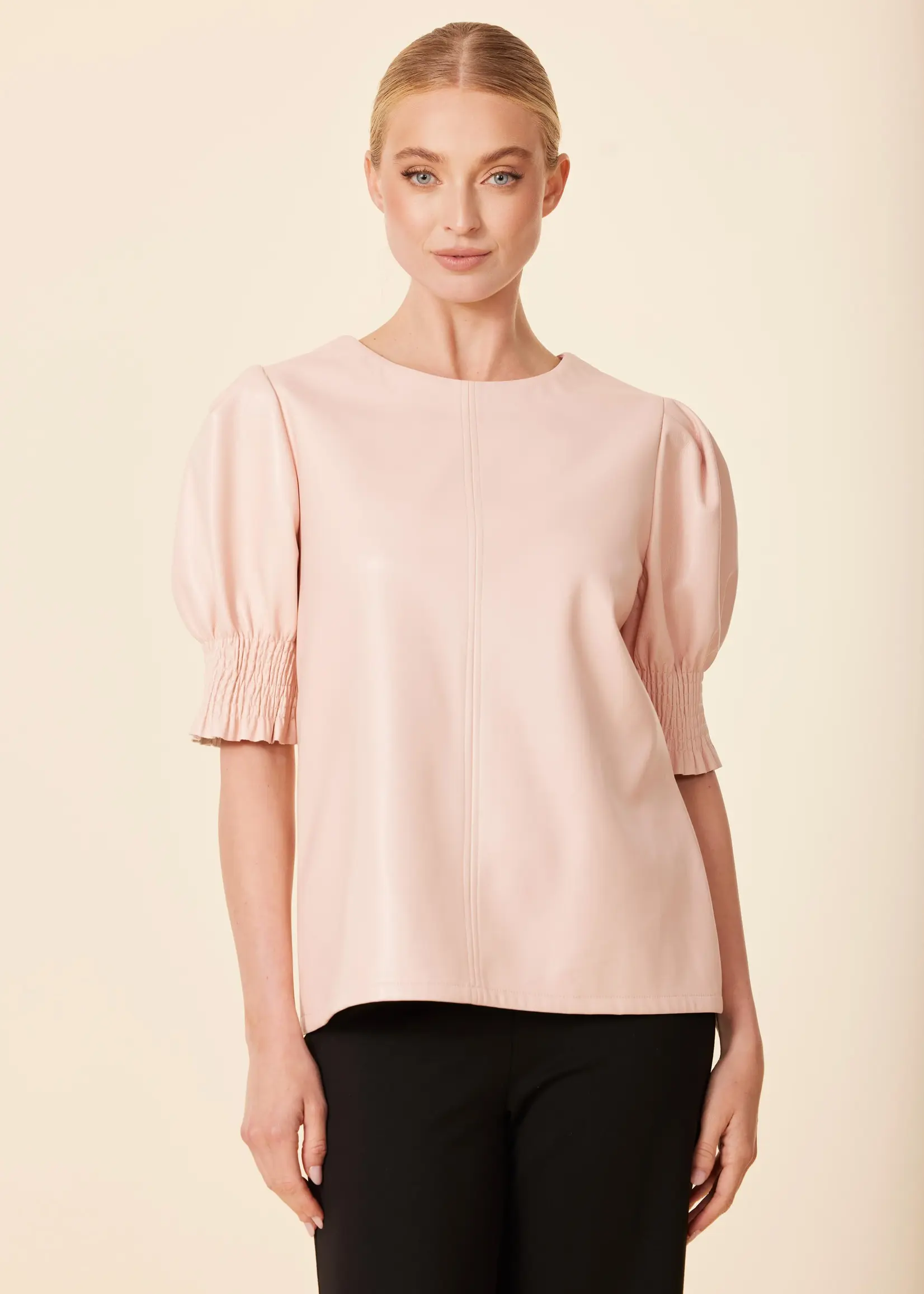 Dolce Cabo Leather Crew Neck Top