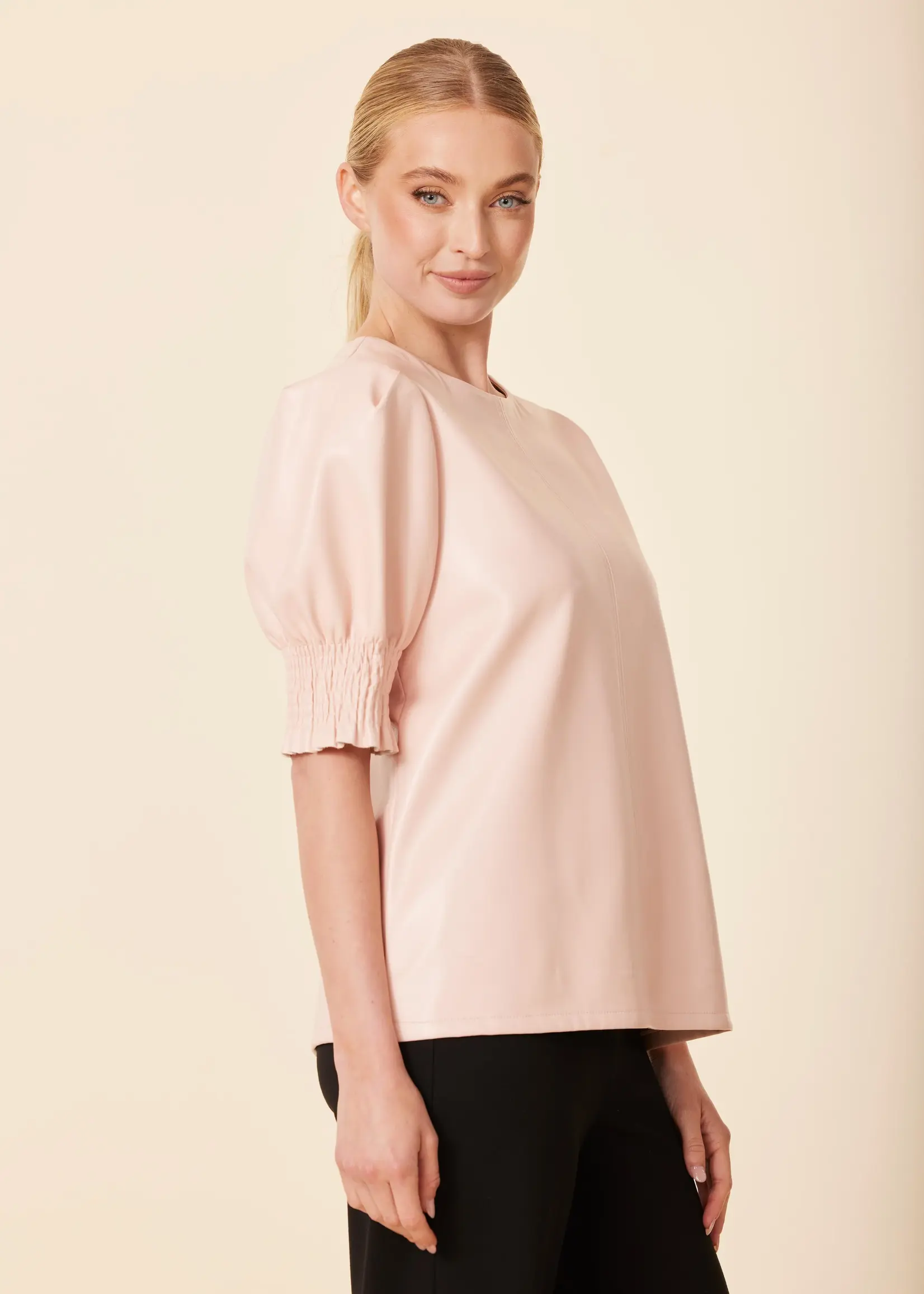 Dolce Cabo Leather Crew Neck Top