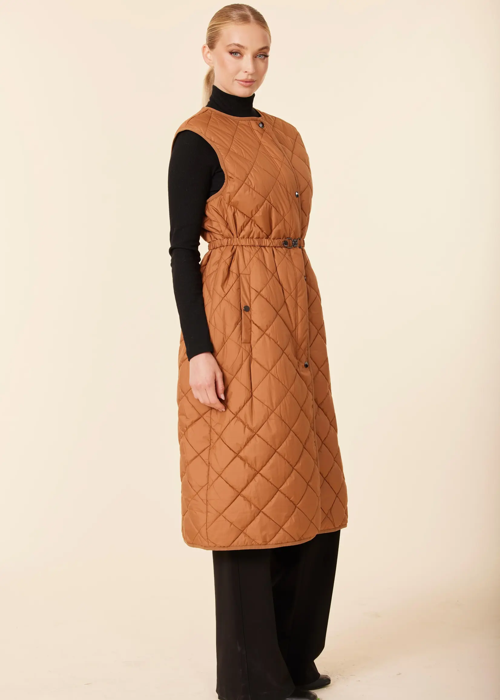 Dolce Cabo Quilted Nylon Long Vest