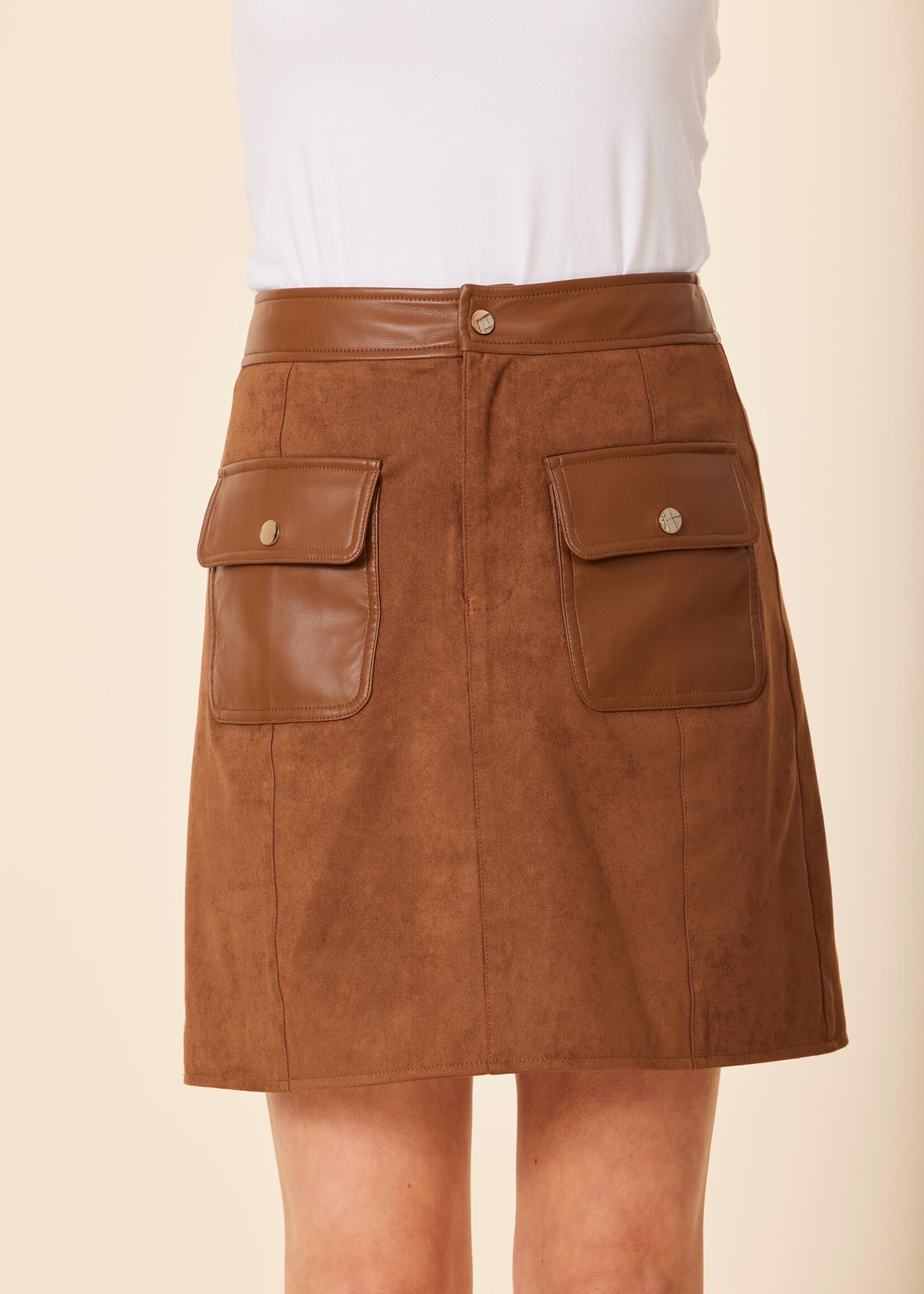 Dolce Cabo Leather & Faux Suede Skirt