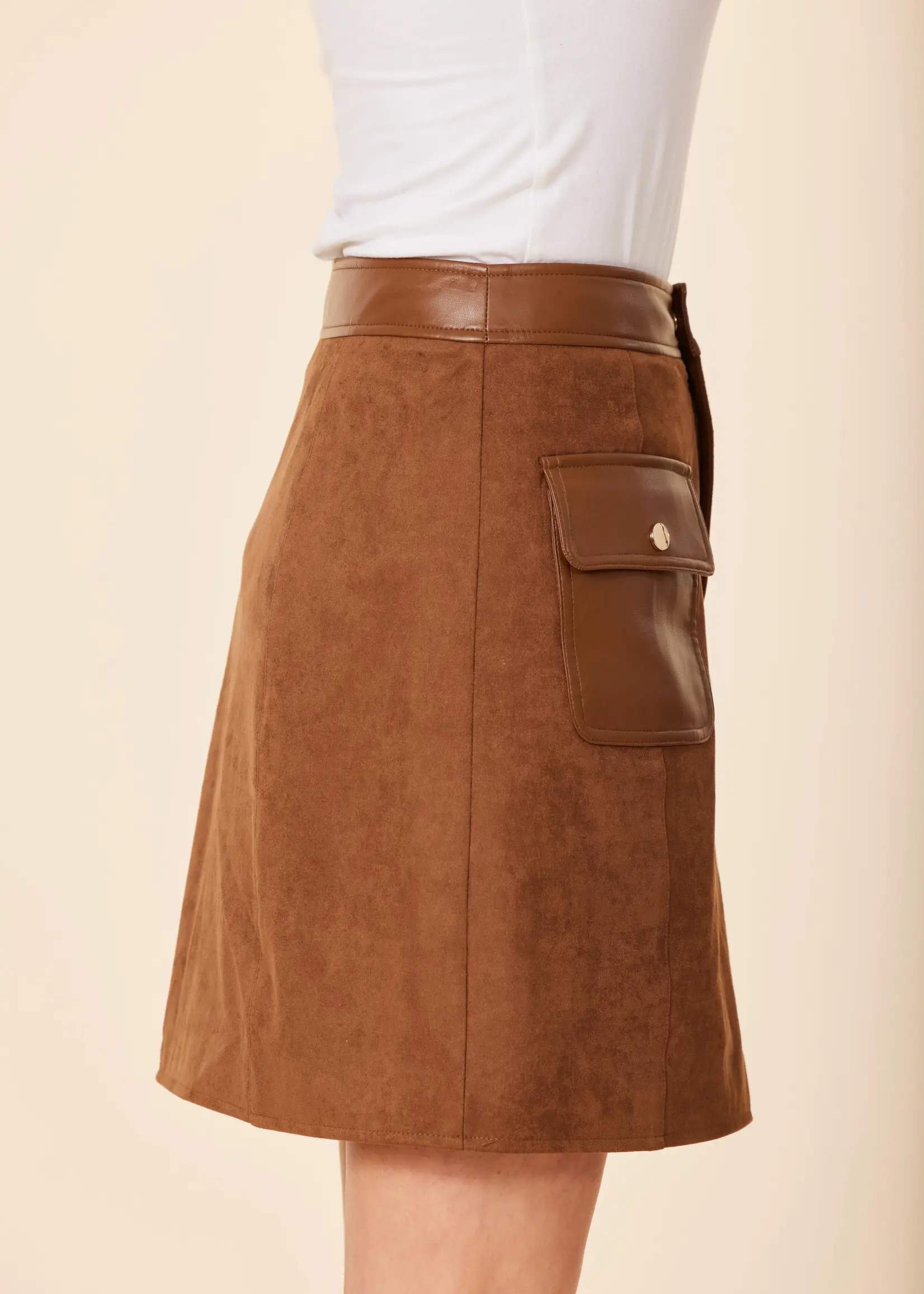 Dolce Cabo Leather & Faux Suede Skirt