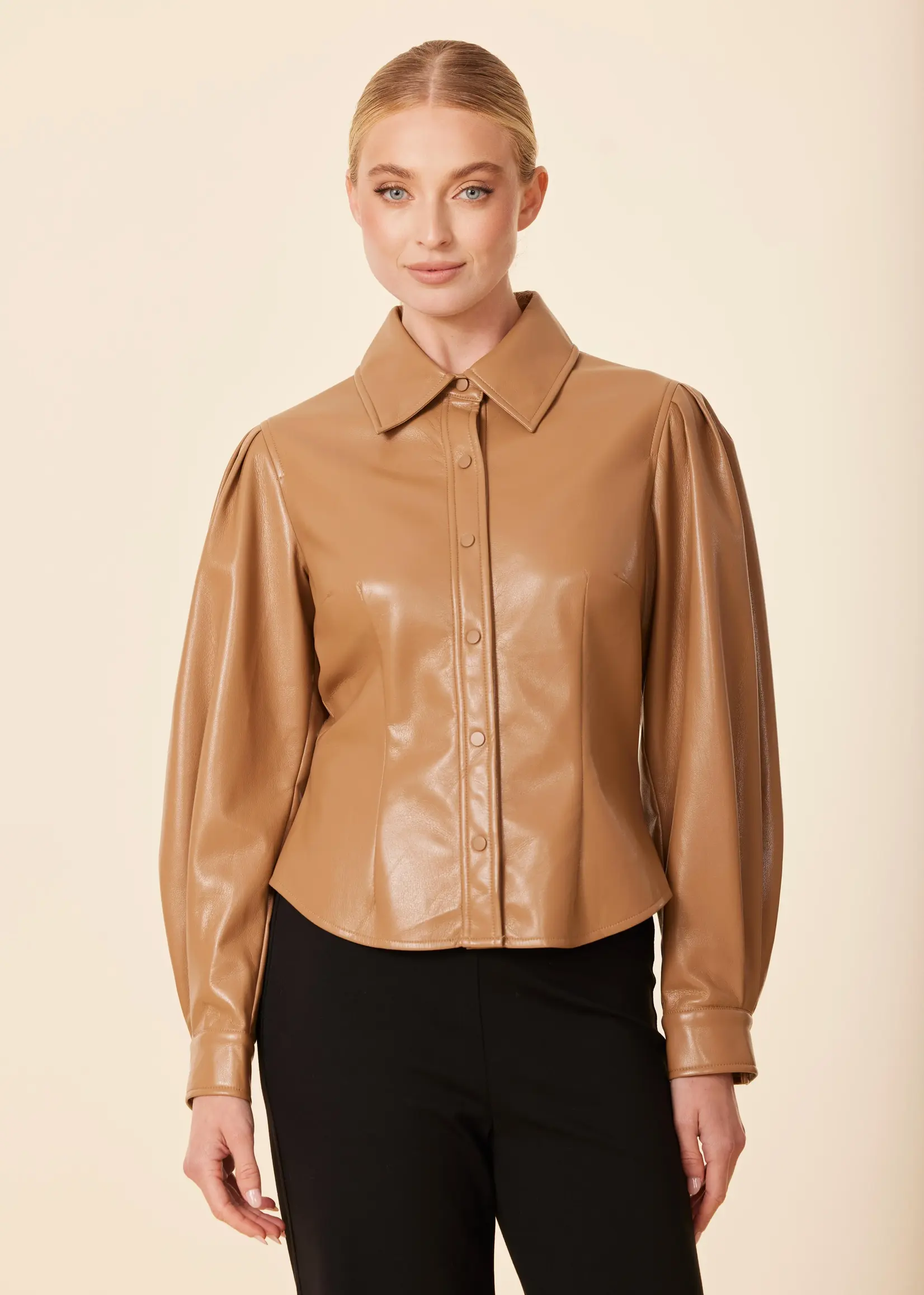 Dolce Cabo Leather Darted Waist Top
