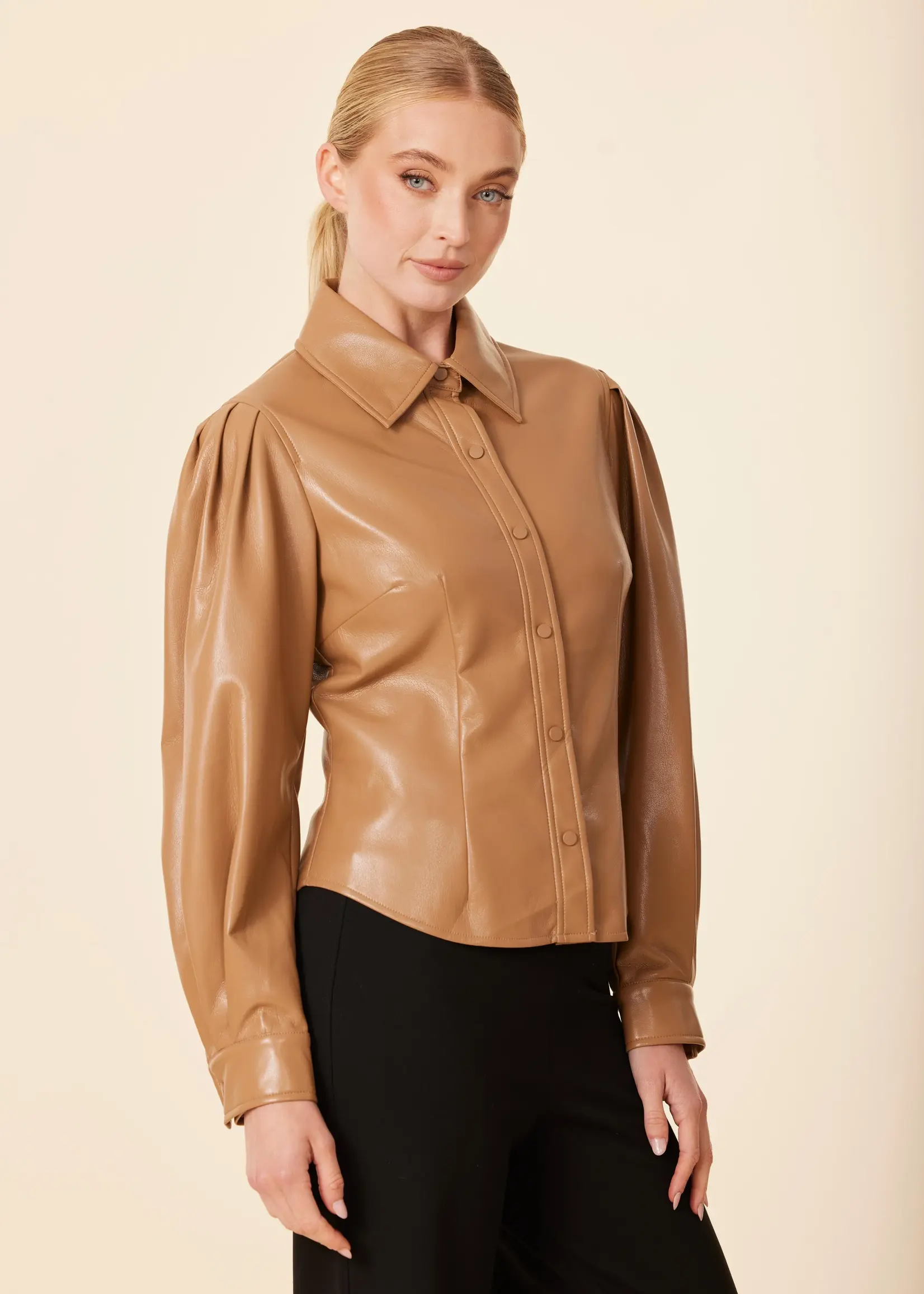 Dolce Cabo Leather Darted Waist Top
