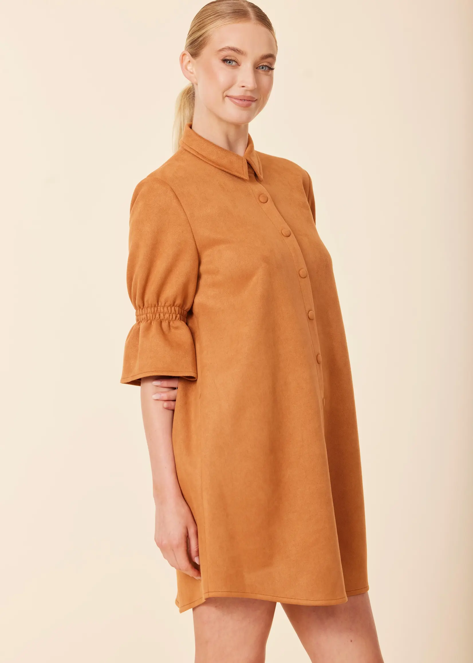 Dolce Cabo Faux Suede Ruffle Sleeve Dress