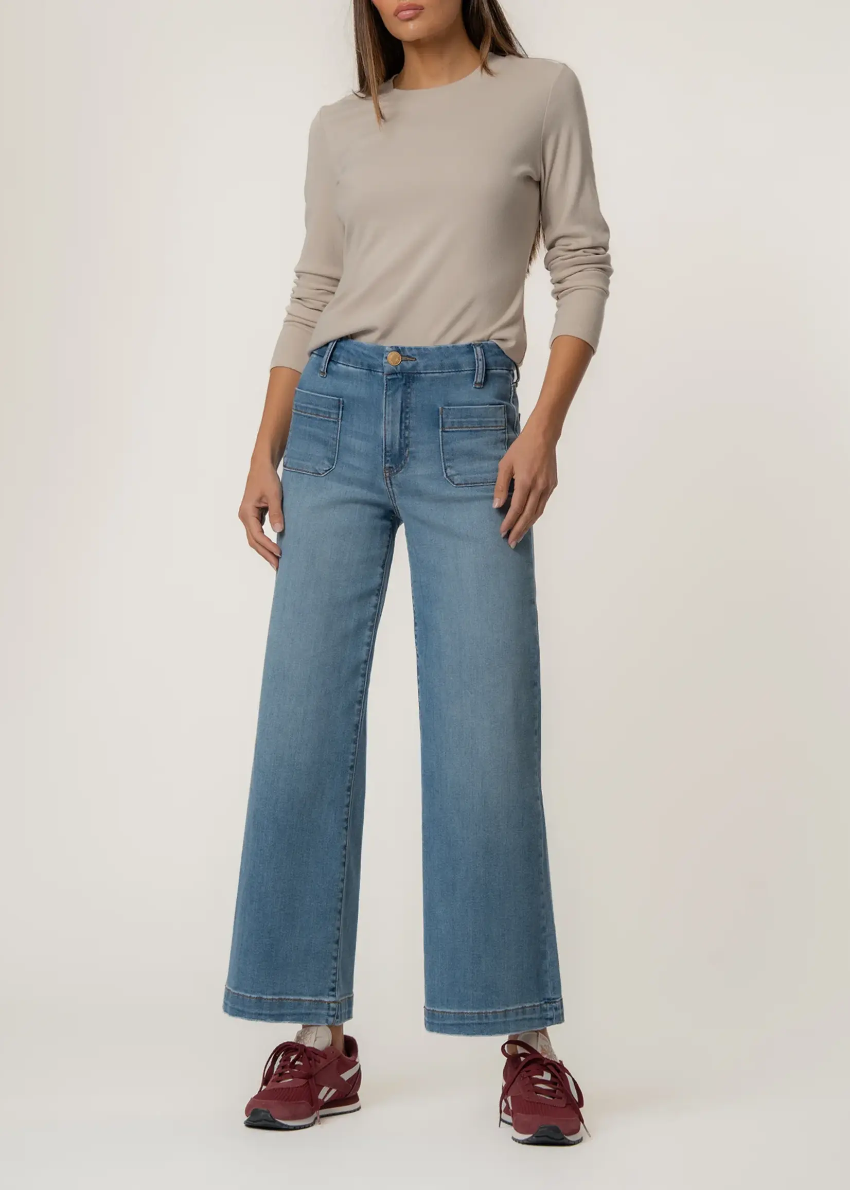 KUT Denim Meg High Rise Wide Leg Raw Hem