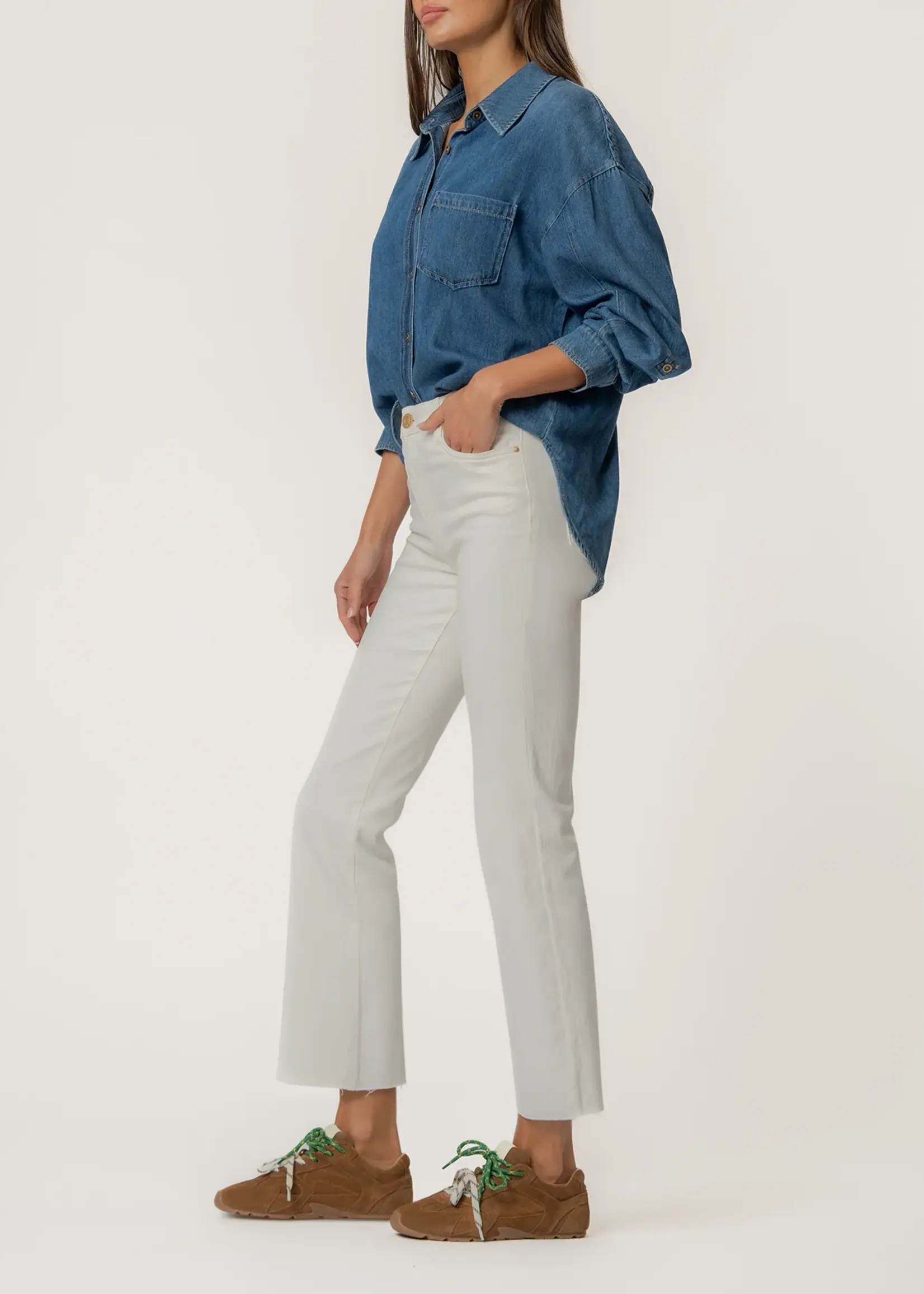 KUT Denim Kelsey High Rise Ankle Flare W/Raw Hem