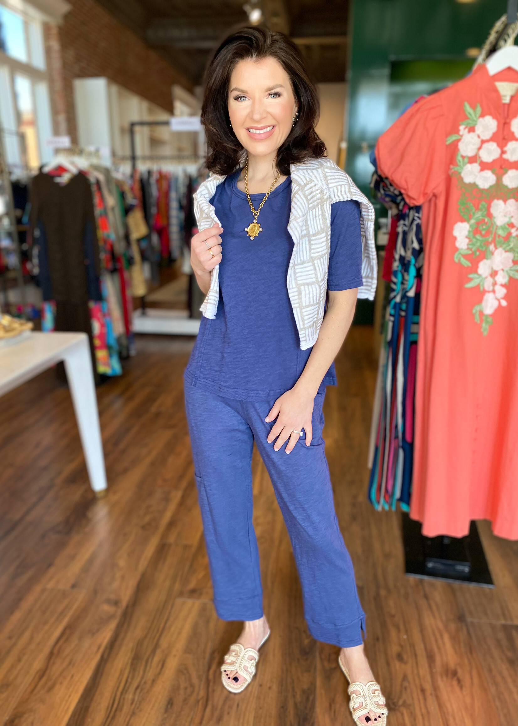 Escape Cotton Slub Seamed Elbow Tee