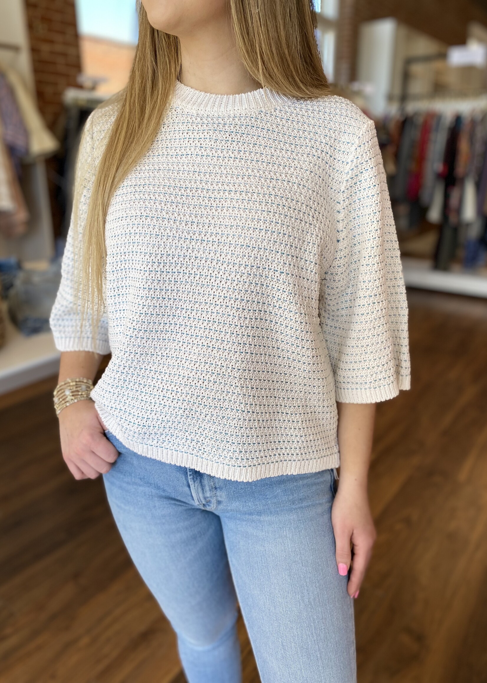 Suzy D Floria Crew Neck W/Metallic Thread