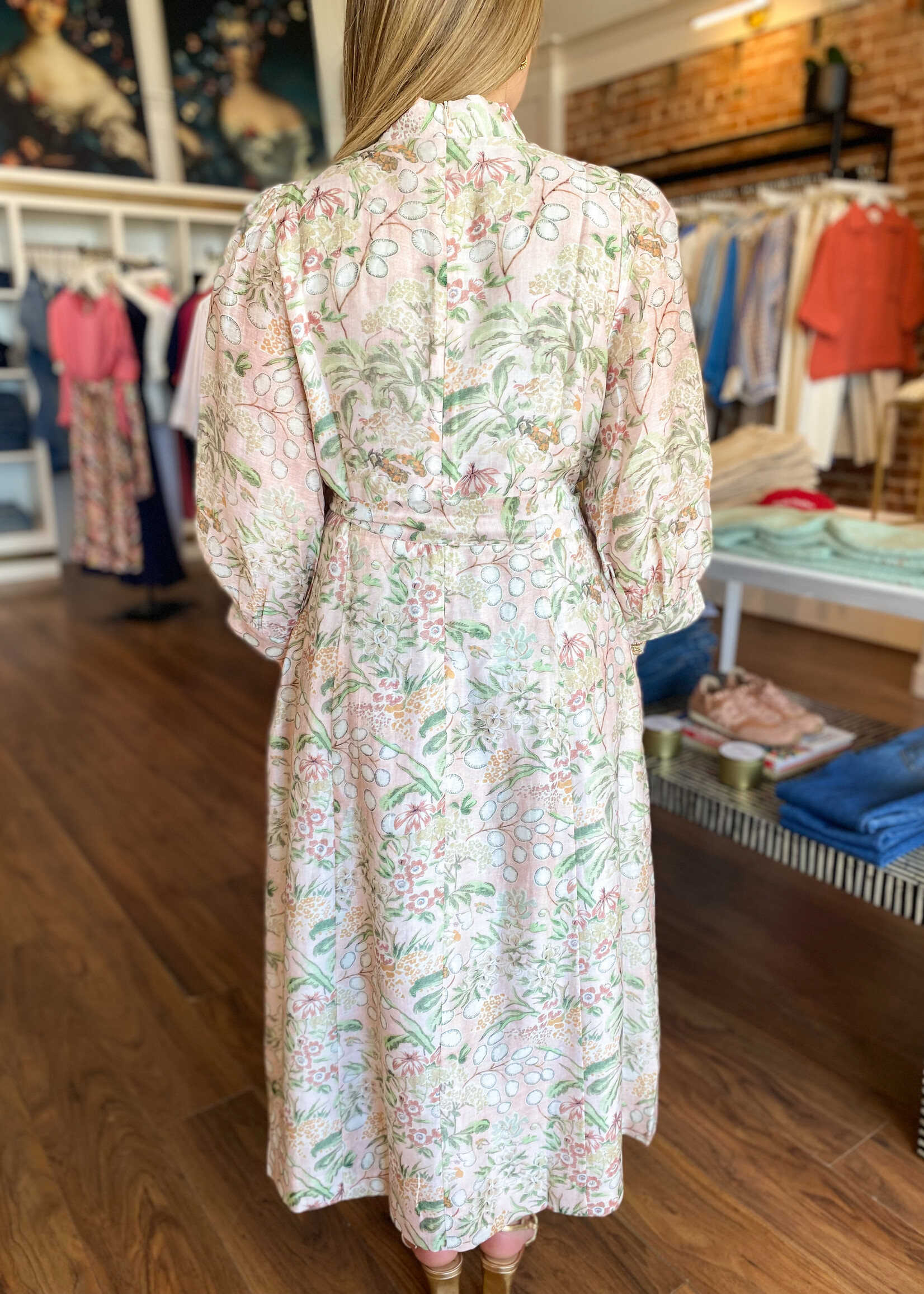 Jade Stand Collar A-Line Dress