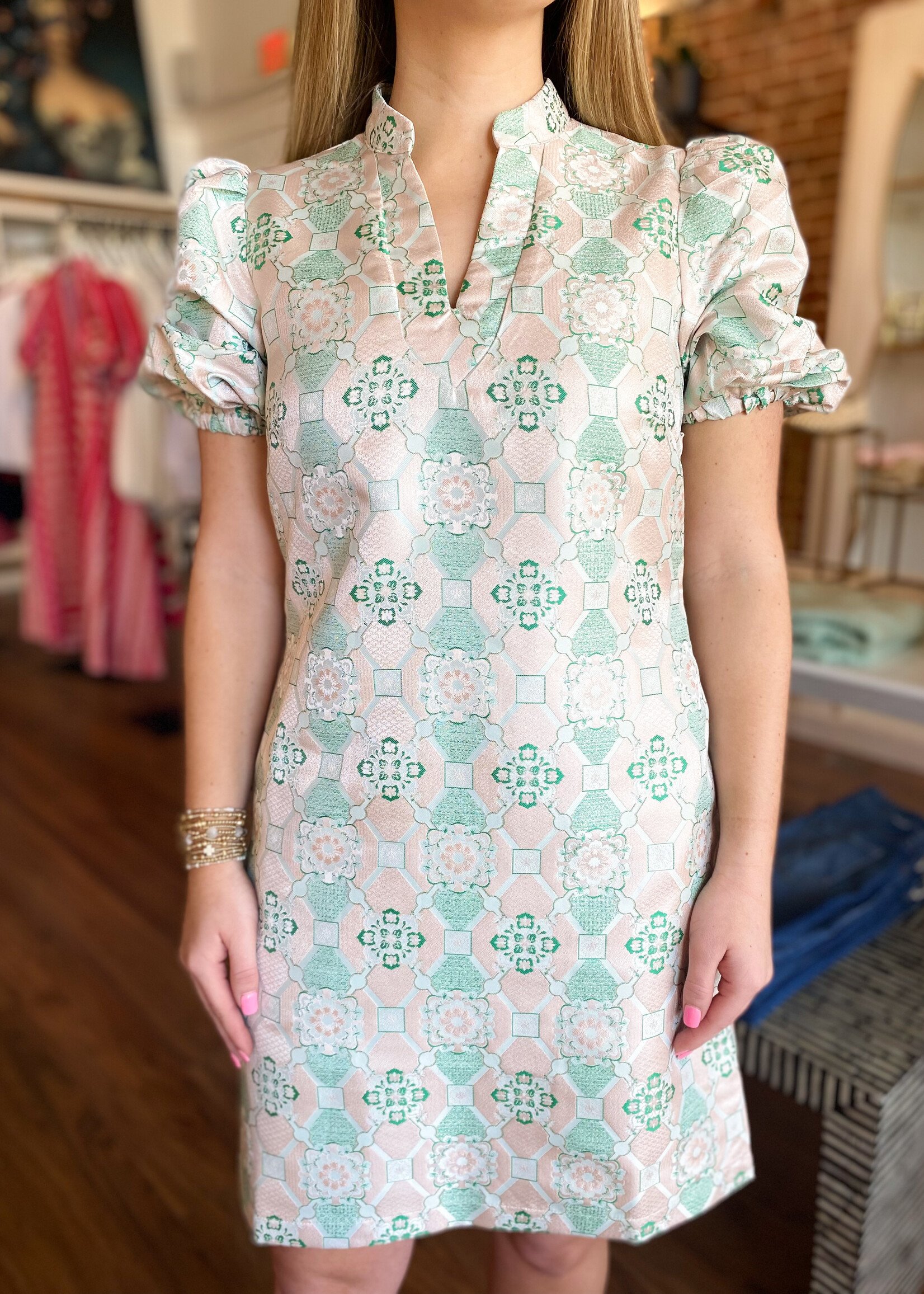 Jade Collar V-Neck Dress