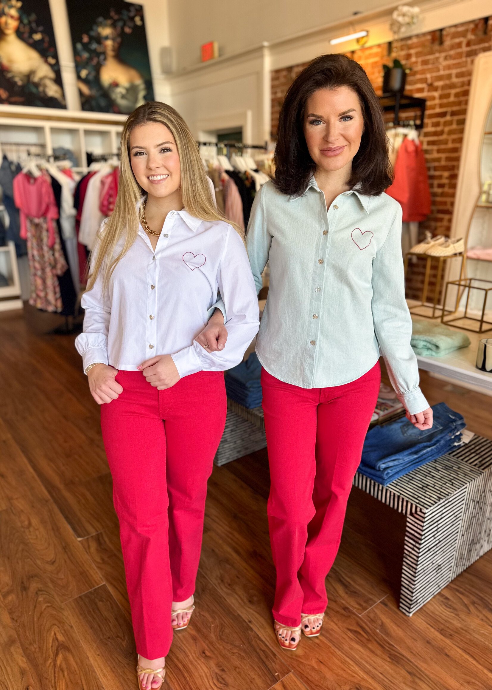 J. Society Embroidered Heart Button Down