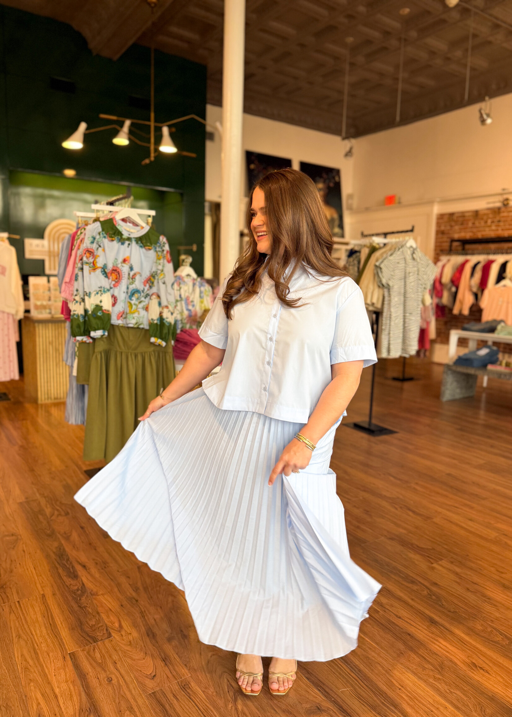 Current Air S/S Cropped Button Down