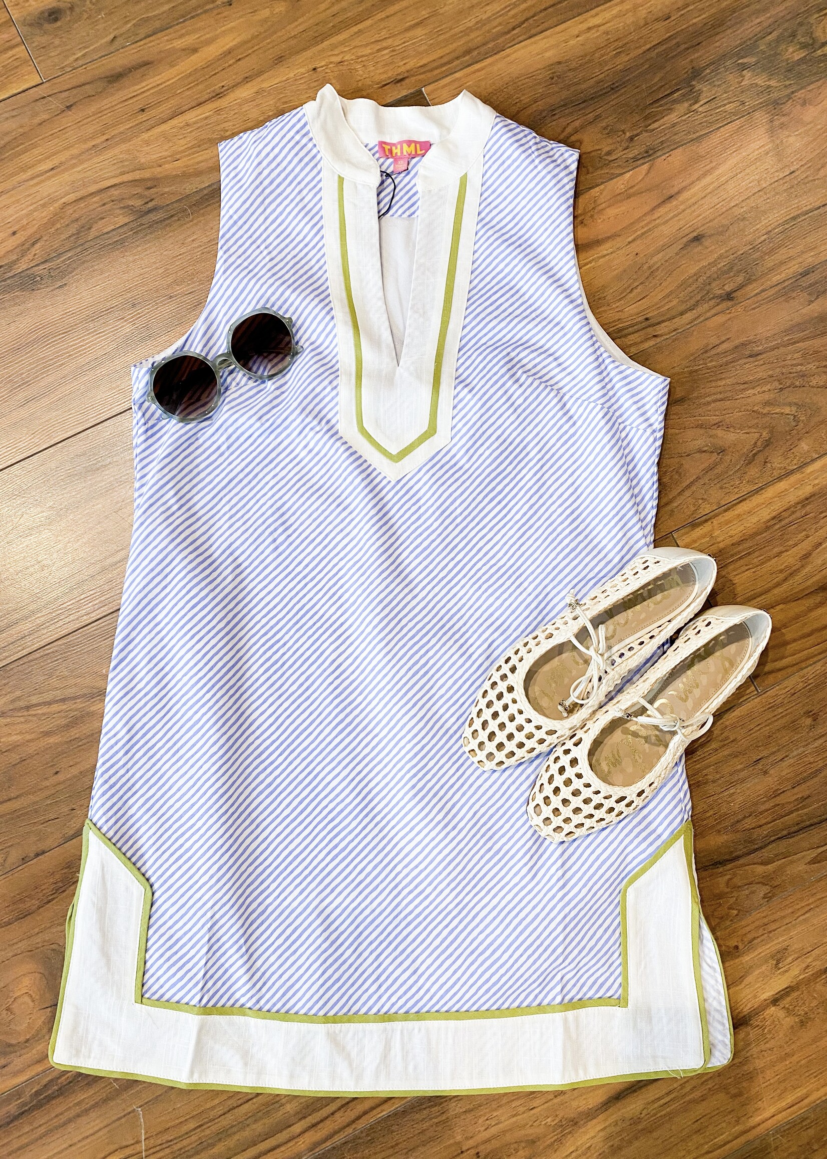 Striped Sleeveless V-Neck Dress