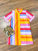 Striped Button Down S/S Dress