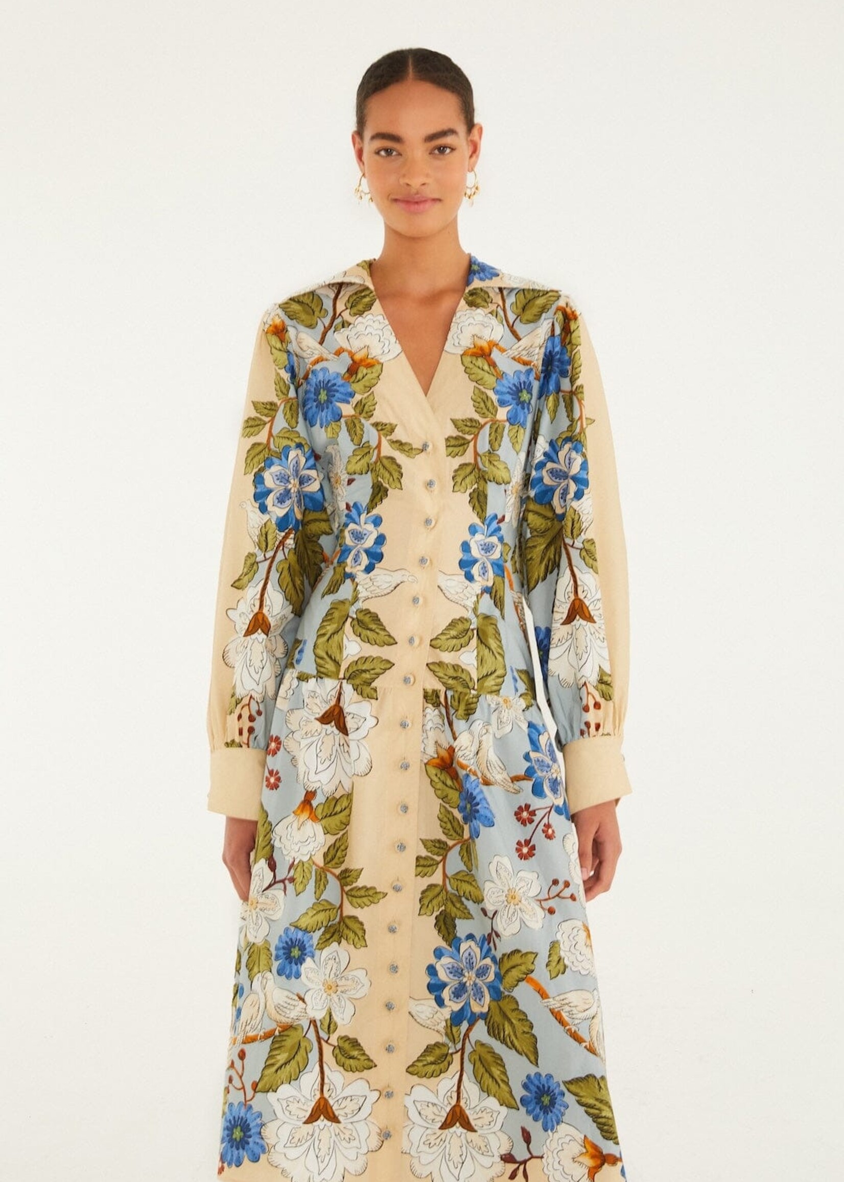 Farm Rio Garden Scarf L/S Midi Dress