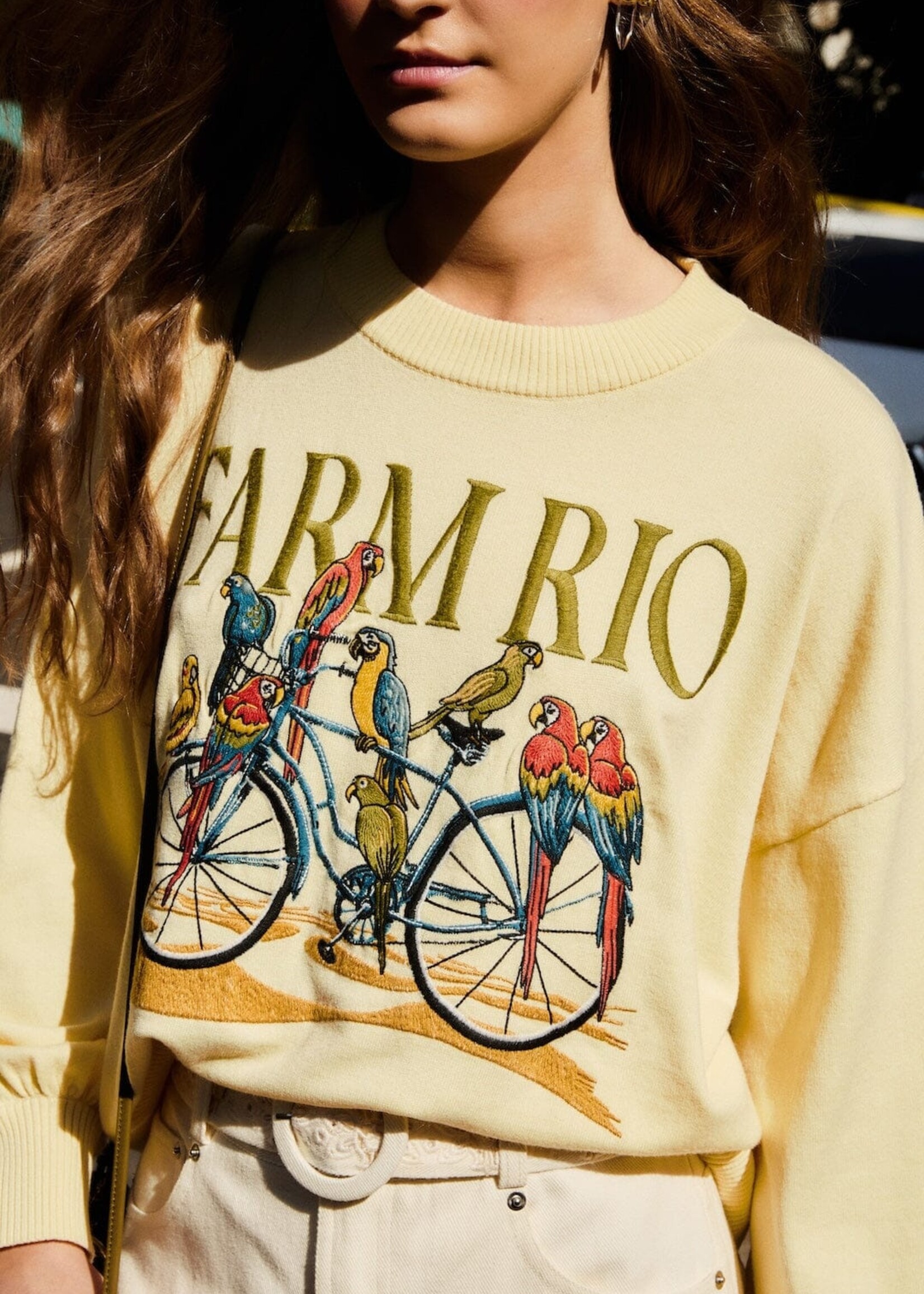 Farm Rio Birds Bicycle Sweater
