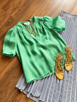 Current Air S/S V-Neck Blouse W/Cuff Detail