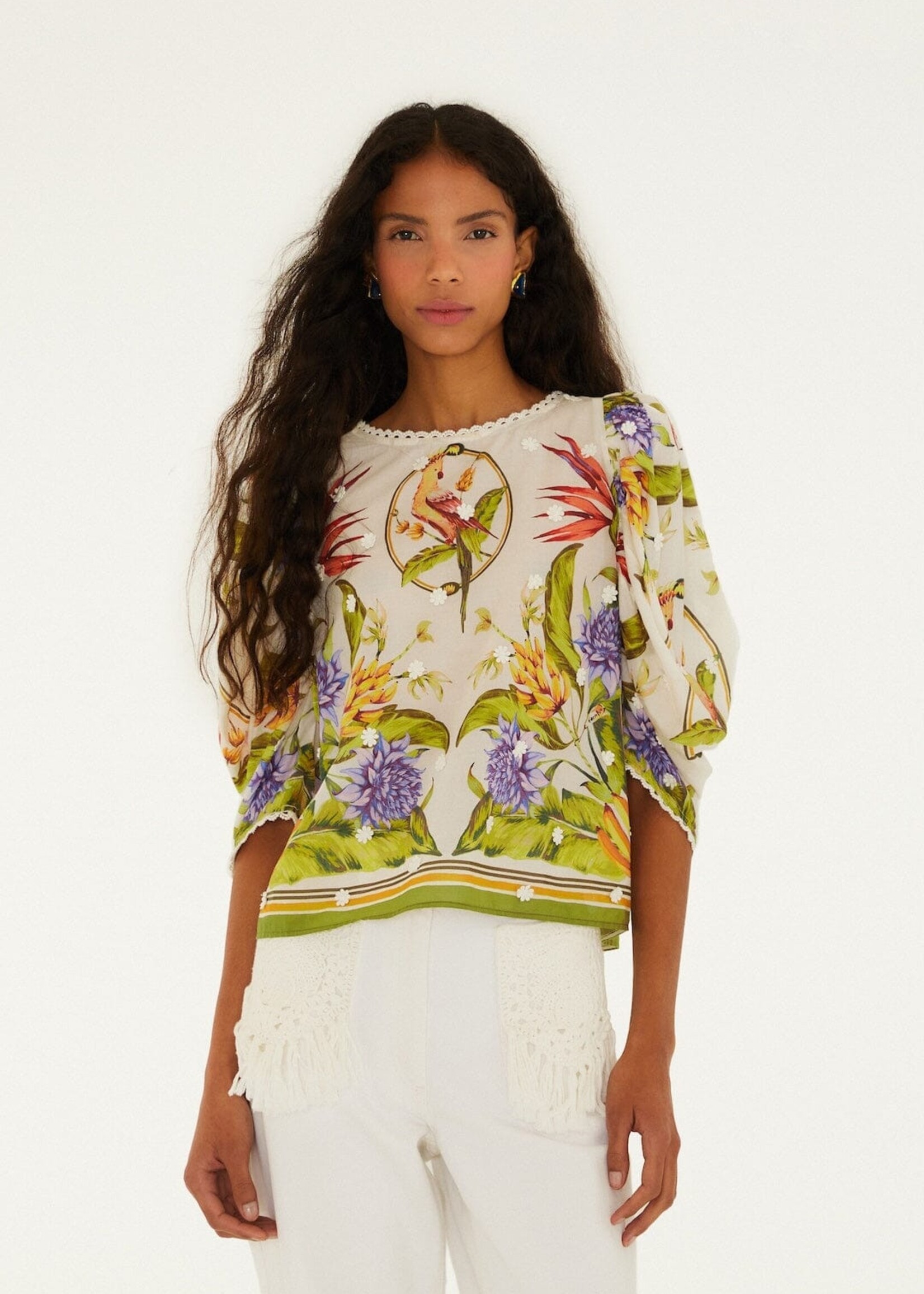 Farm Rio Tropical Scarf Blouse