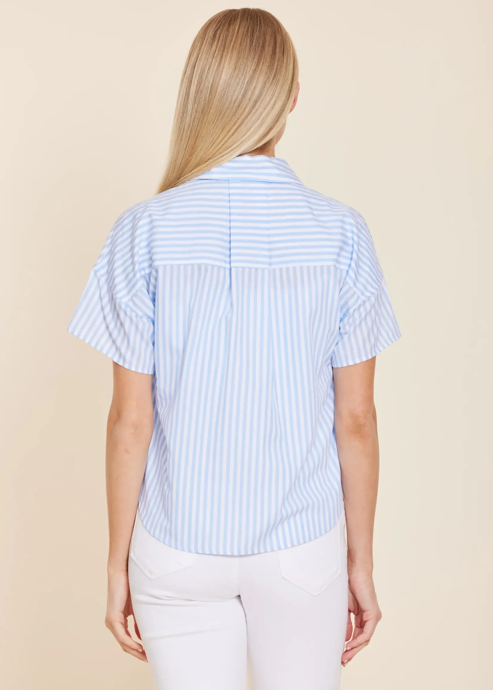 Dolce Cabo Striped Hi Lo Poplin Top