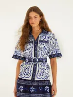 Farm Rio Porcelain Garden Mini Dress