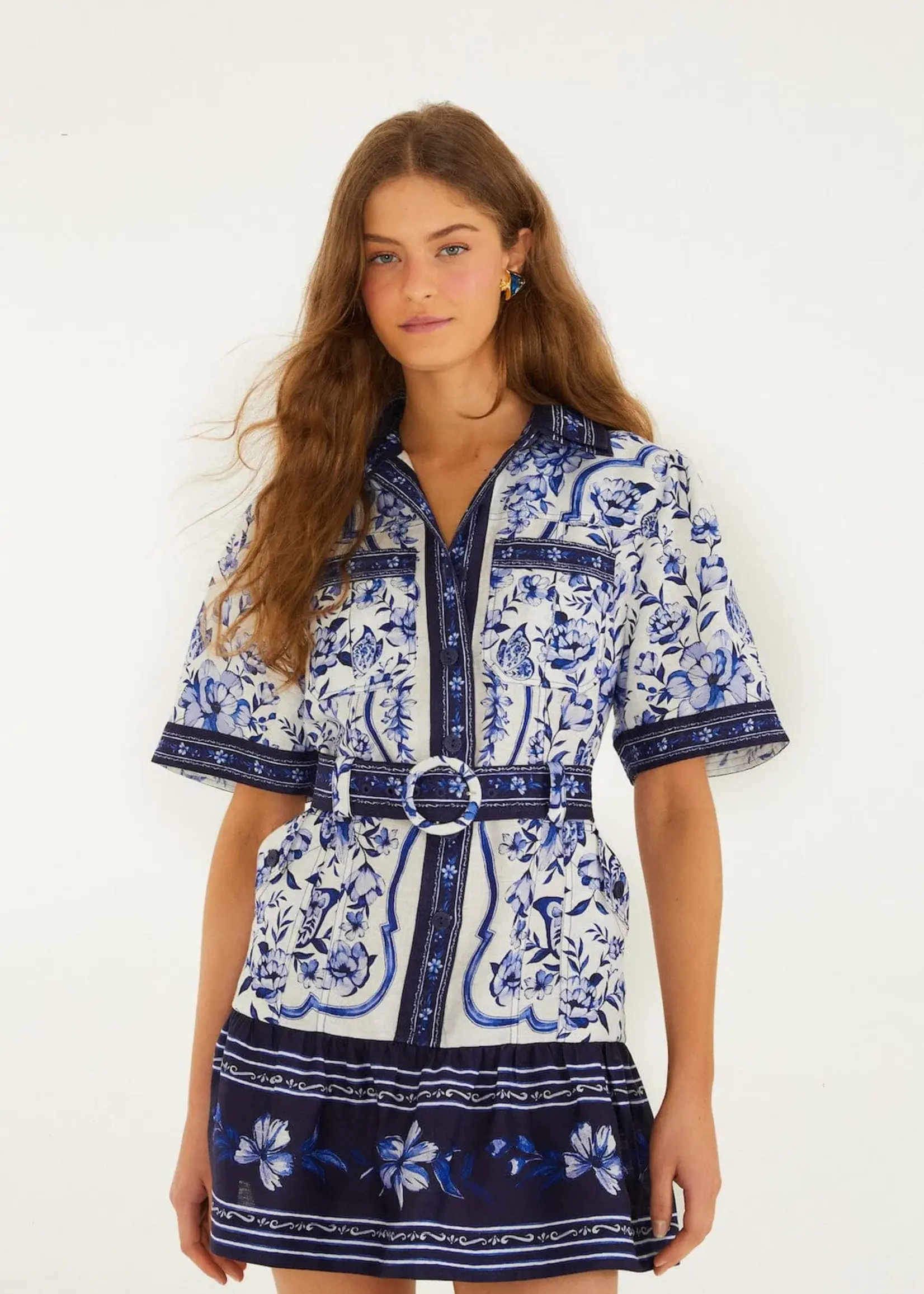 Farm Rio Porcelain Garden Mini Dress