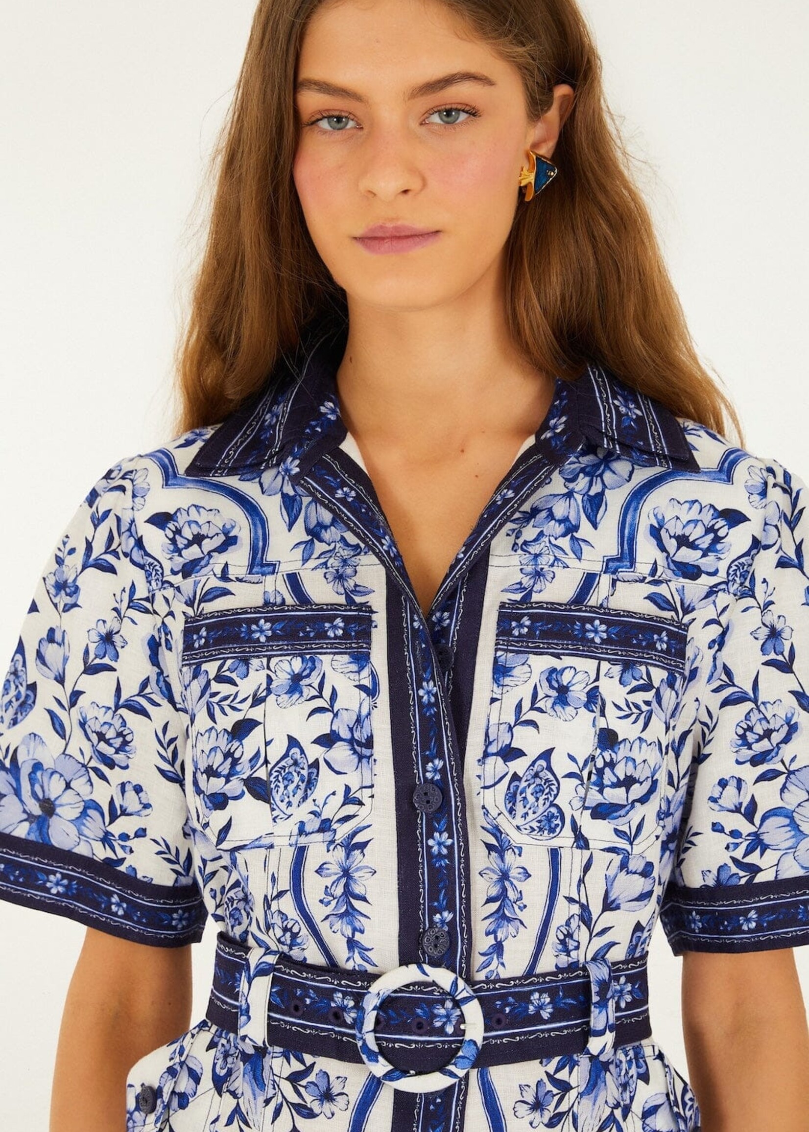 Farm Rio Porcelain Garden Mini Dress