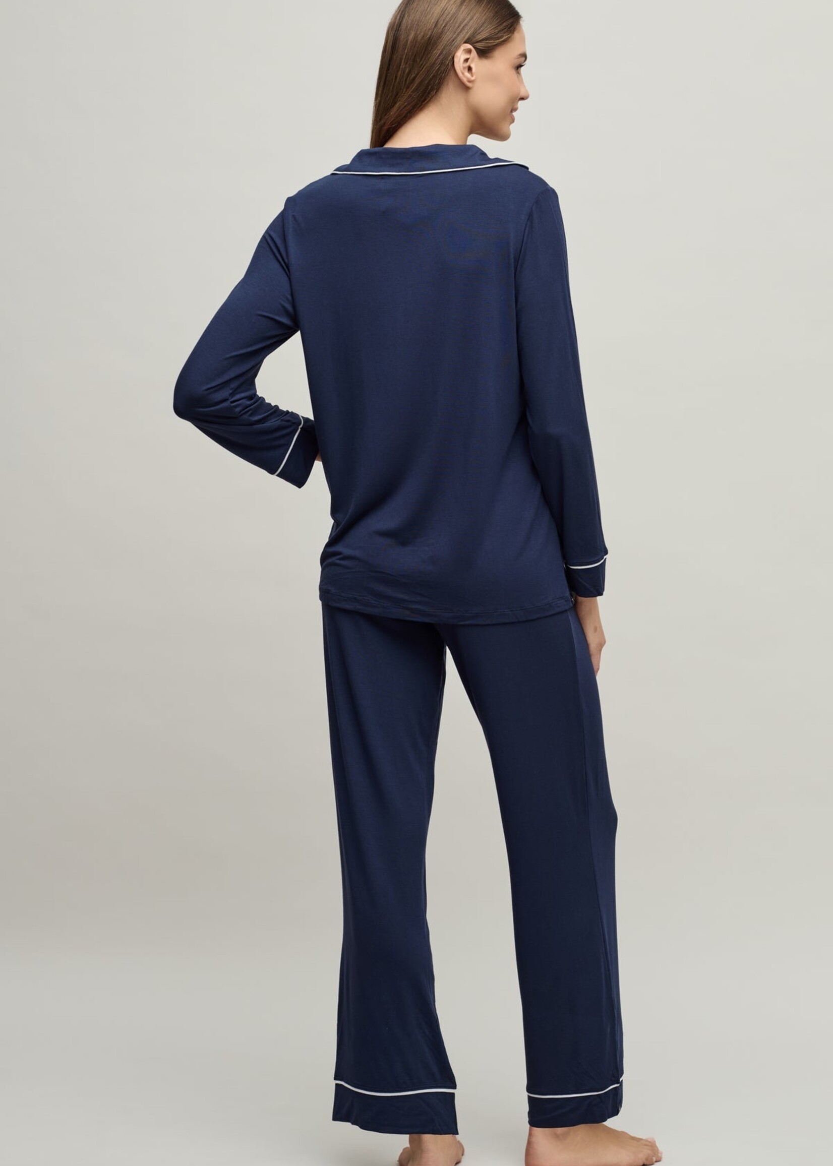 Barefoot Dreams Barefoot Dreams Luxe Milk Jersey Piped PJ Set