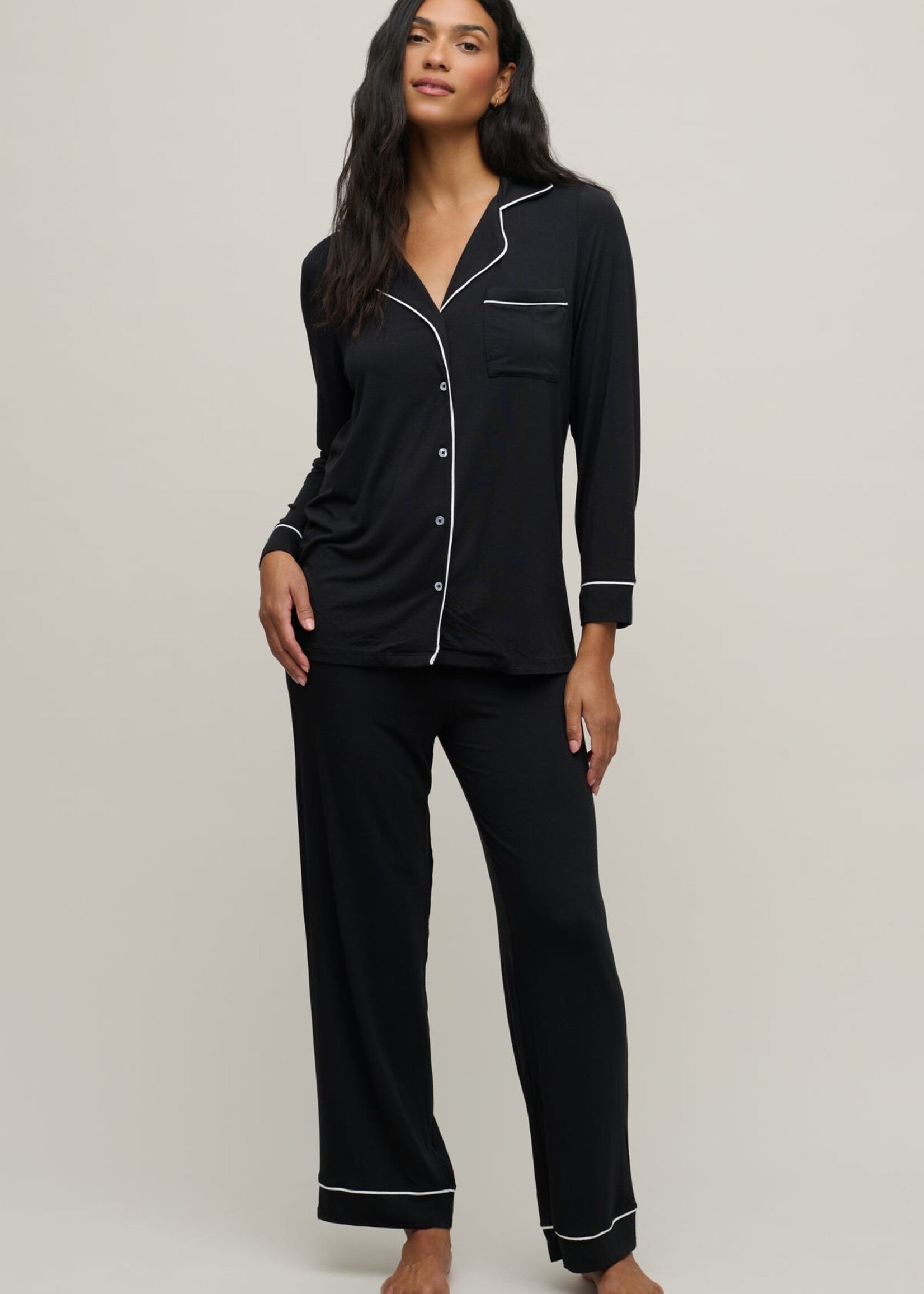 Barefoot Dreams Barefoot Dreams Luxe Milk Jersey Piped PJ Set