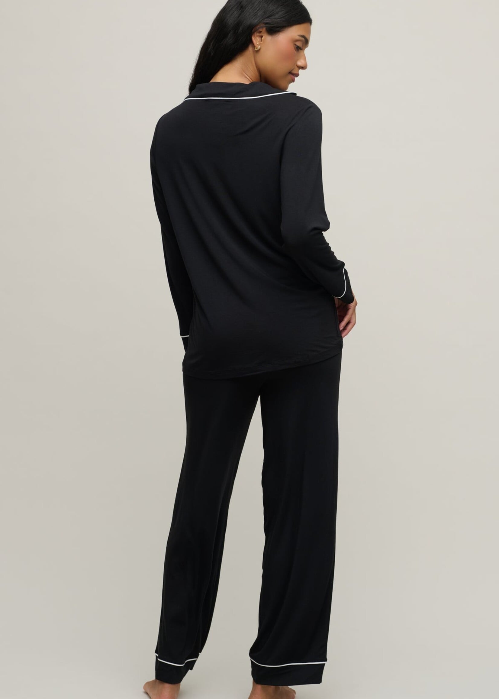 Barefoot Dreams Barefoot Dreams Luxe Milk Jersey Piped PJ Set