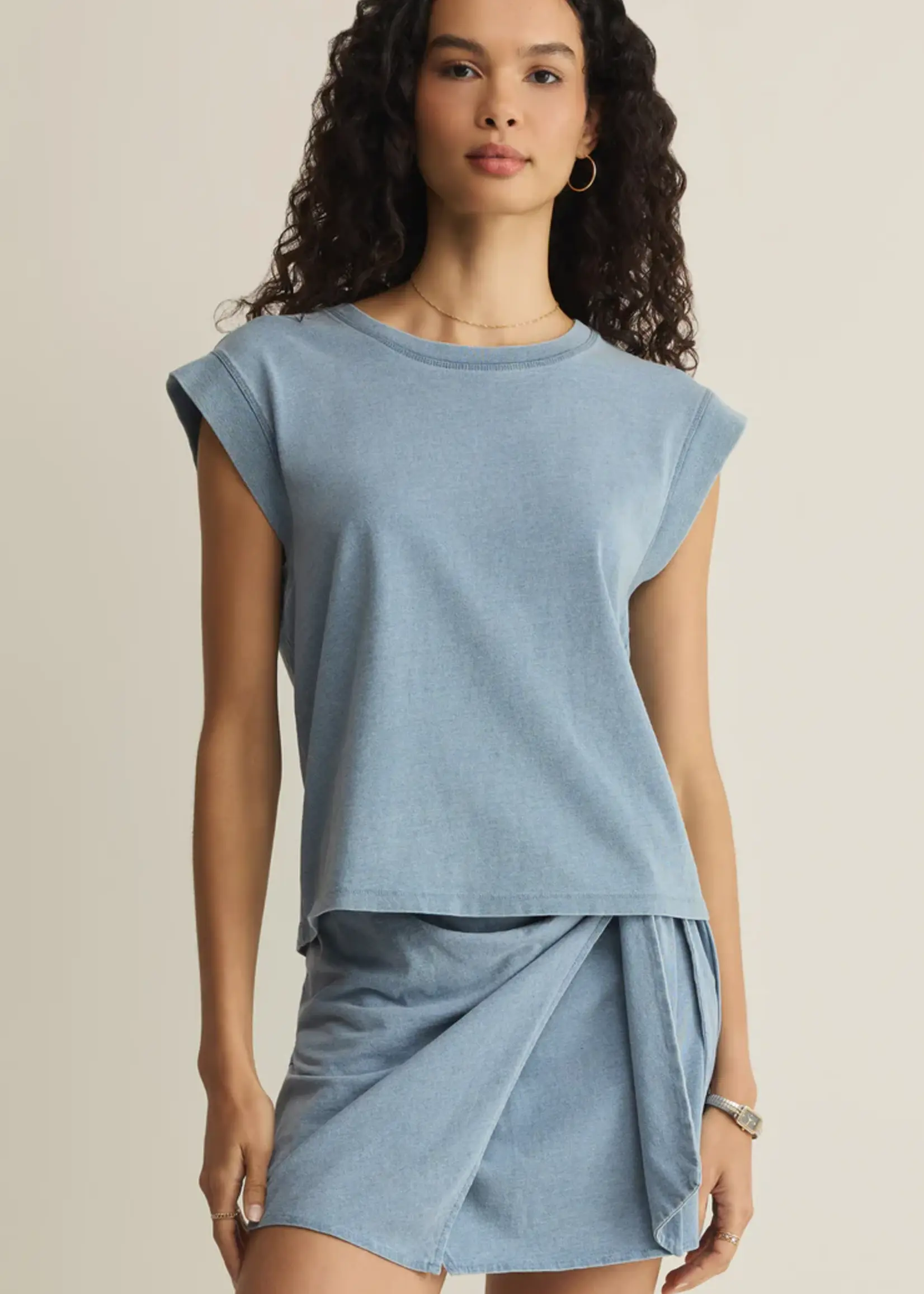 Z Supply Camino Jersey Denim Top