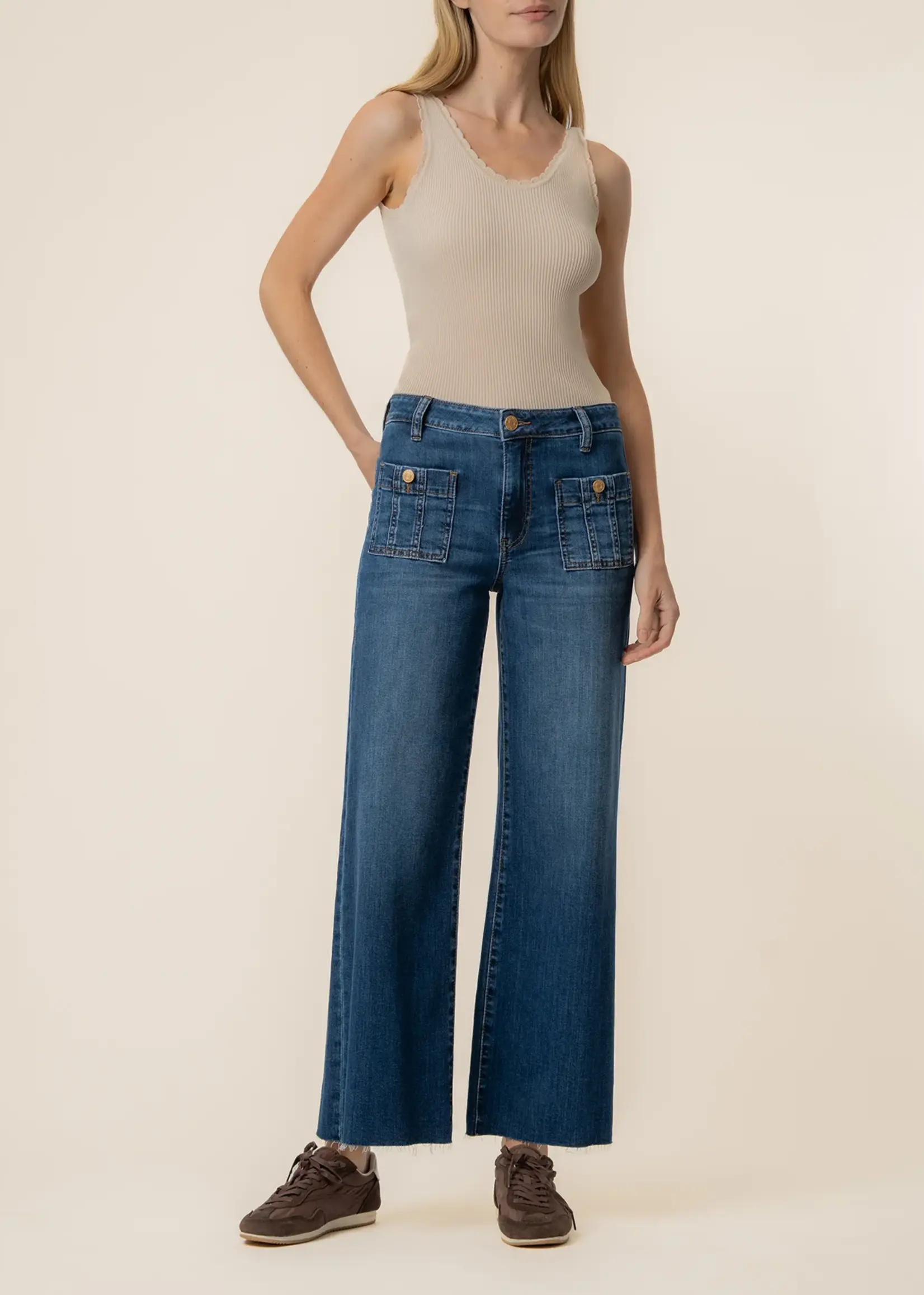 KUT Denim Meg High Rise Wide Leg W/Patch Pockets