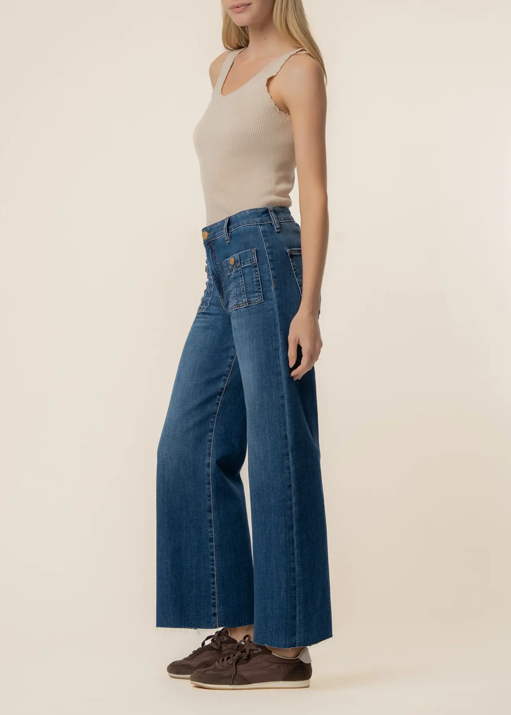 KUT Denim Meg High Rise Wide Leg W/Patch Pockets