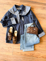 Raisonnel Gingham Scarf Detail Jacket