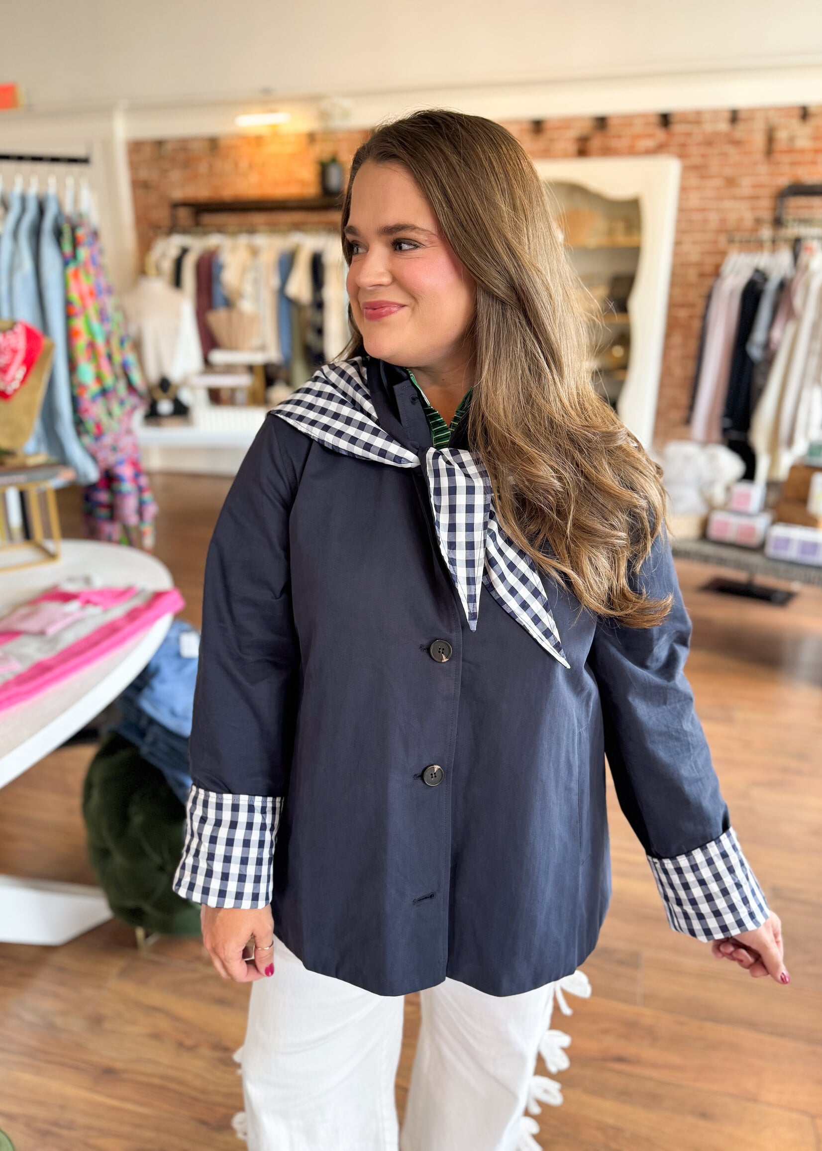 Raisonnel Gingham Scarf Detail Jacket 0811