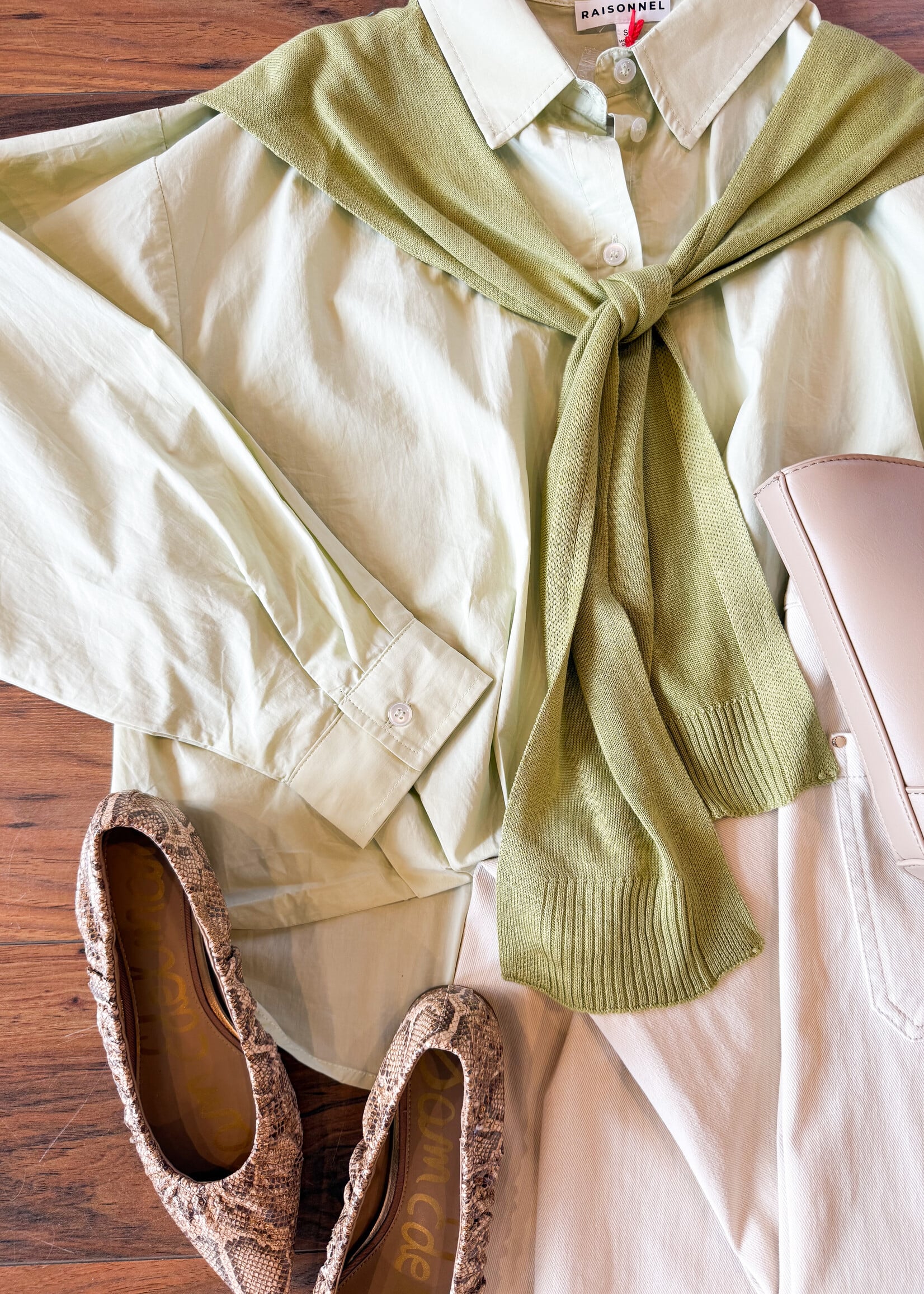 Raisonnel Button Down Shirt W/Knitted Shawl