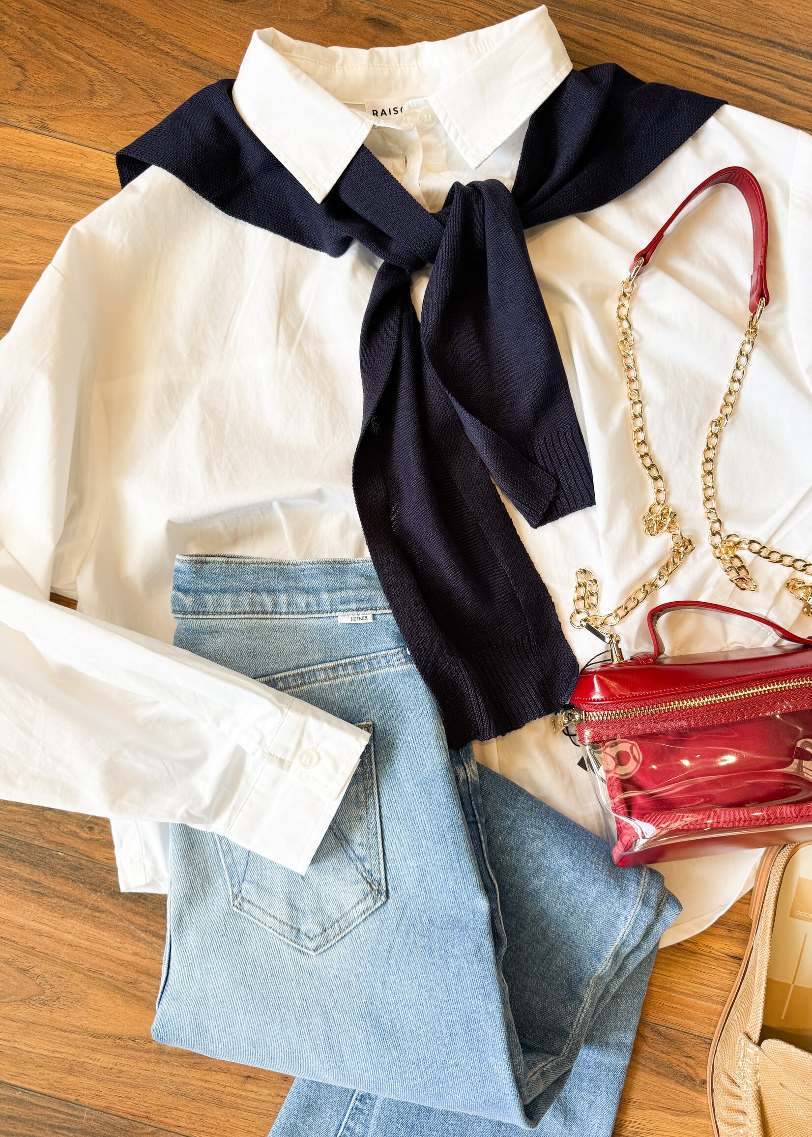 Raisonnel Button Down Shirt W/Knitted Shawl