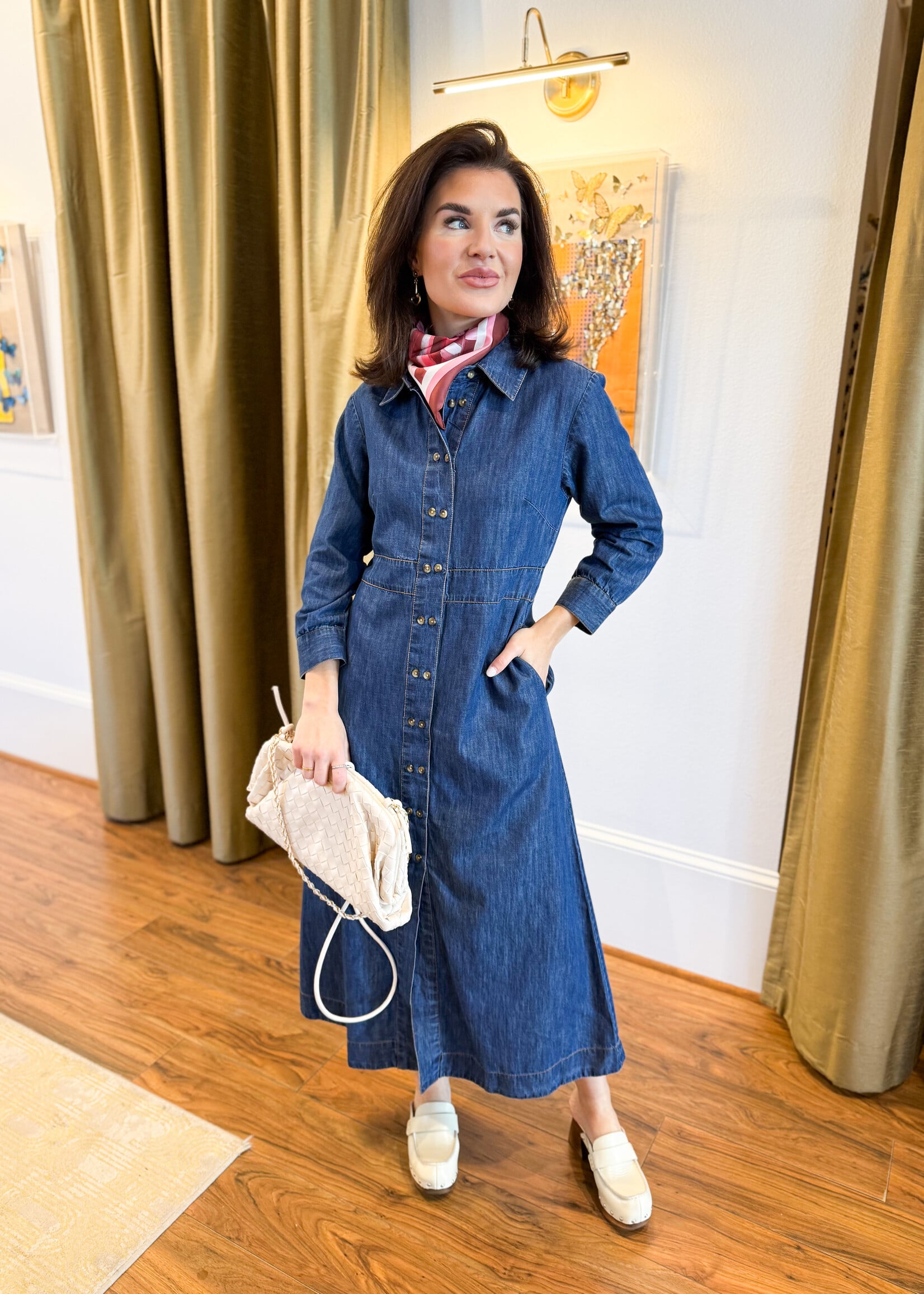 Ivy Jane Denim Midi W/Double Buttons