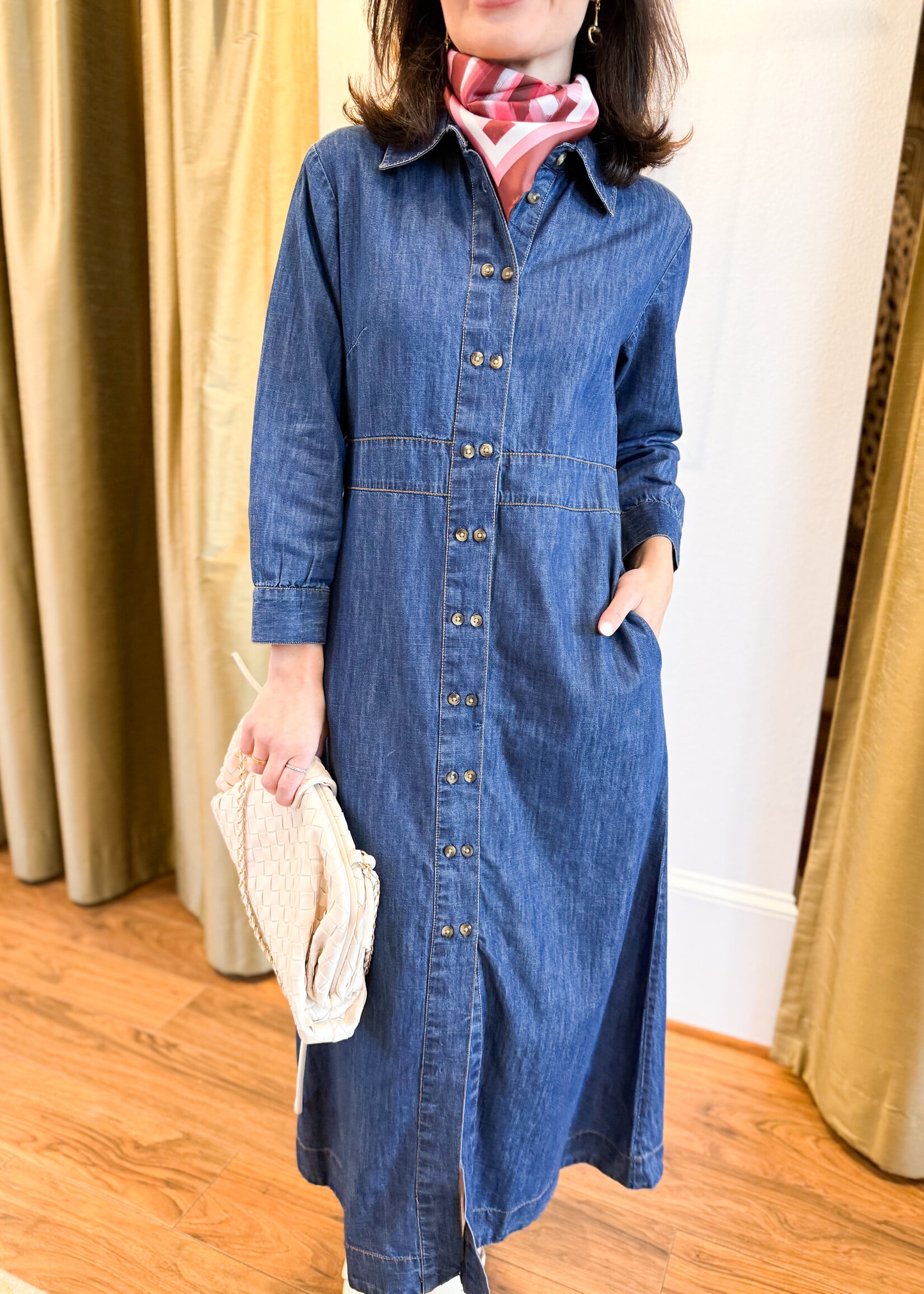 Ivy Jane Denim Midi W/Double Buttons