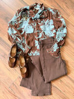 Jade Iced Petals Tie Front Top
