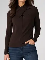 Liverpool Jeans Company Long Sleeve Wrap Neck Knit Top