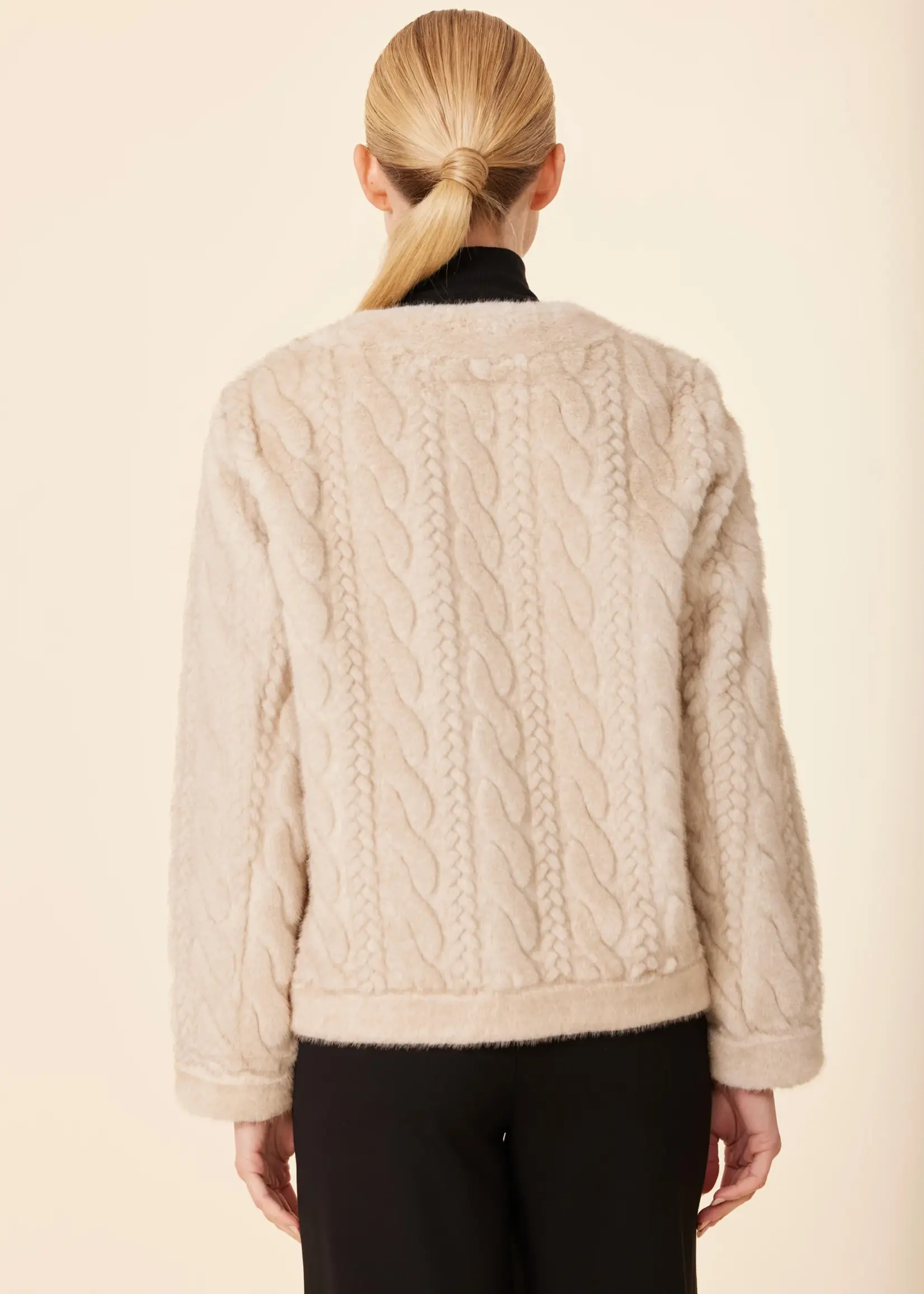 Dolce Cabo Faux Fur Cable Knit Jacket