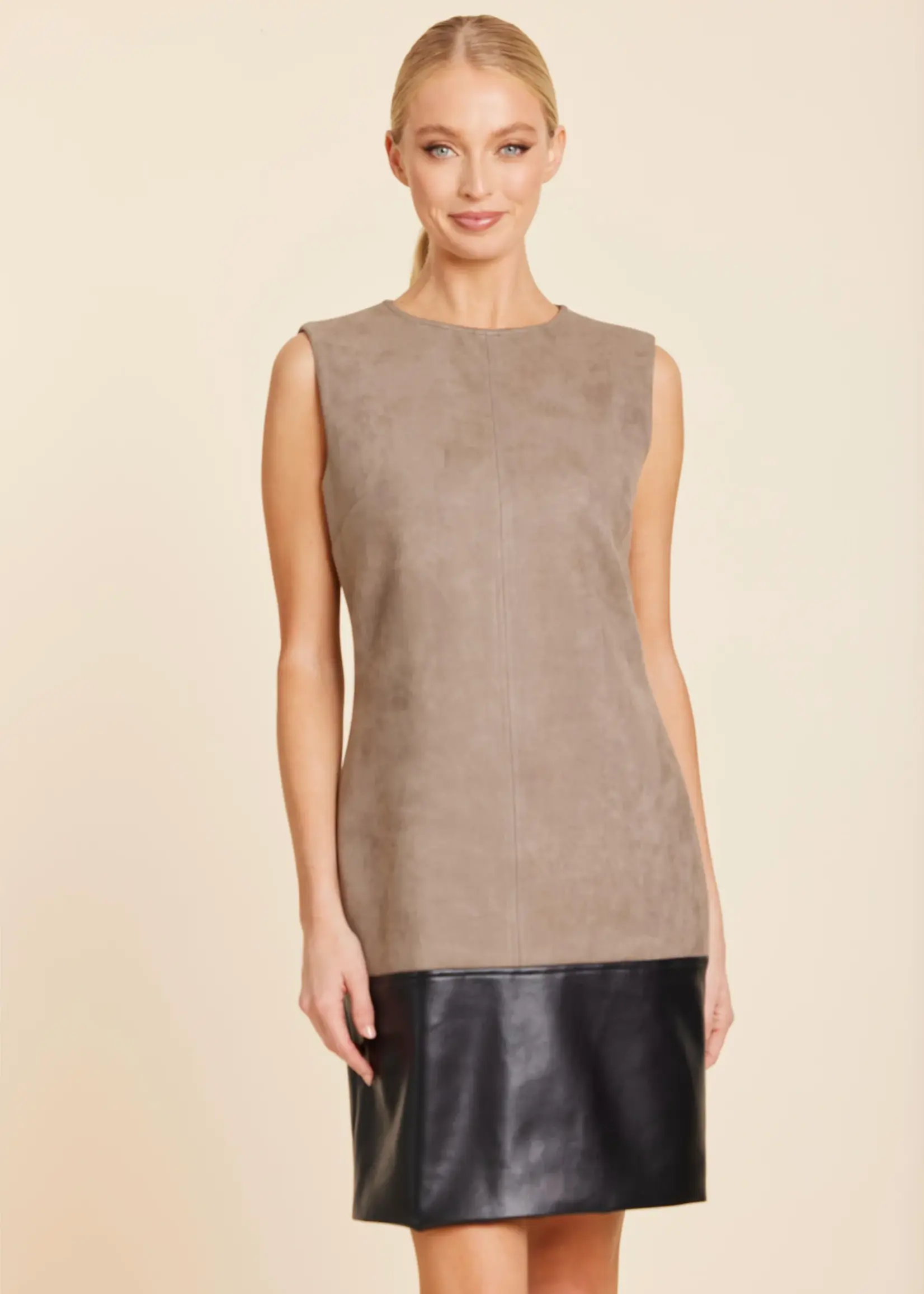 Dolce Cabo Faux Suede Leather Trim Dress