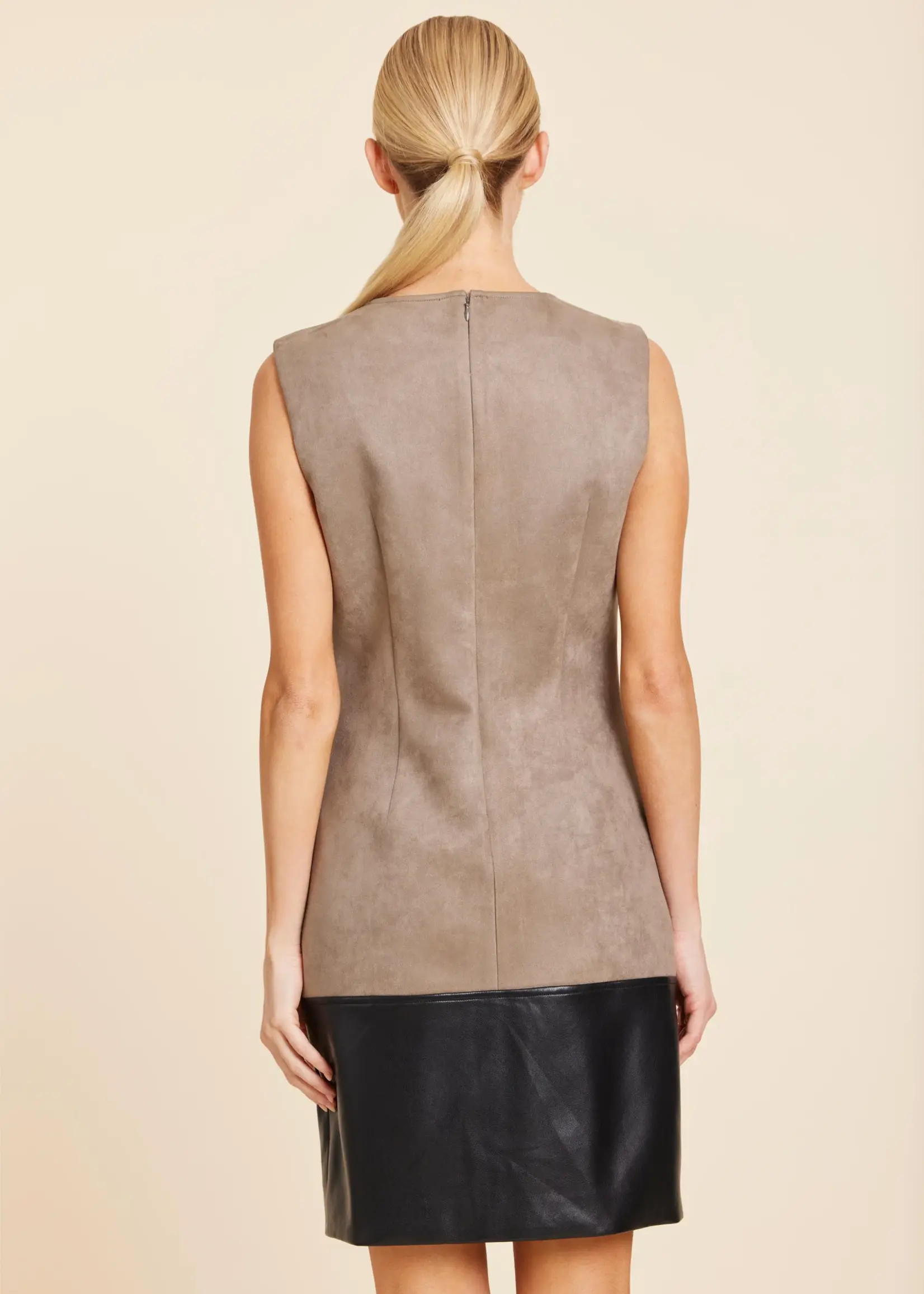 Dolce Cabo Faux Suede Leather Trim Dress