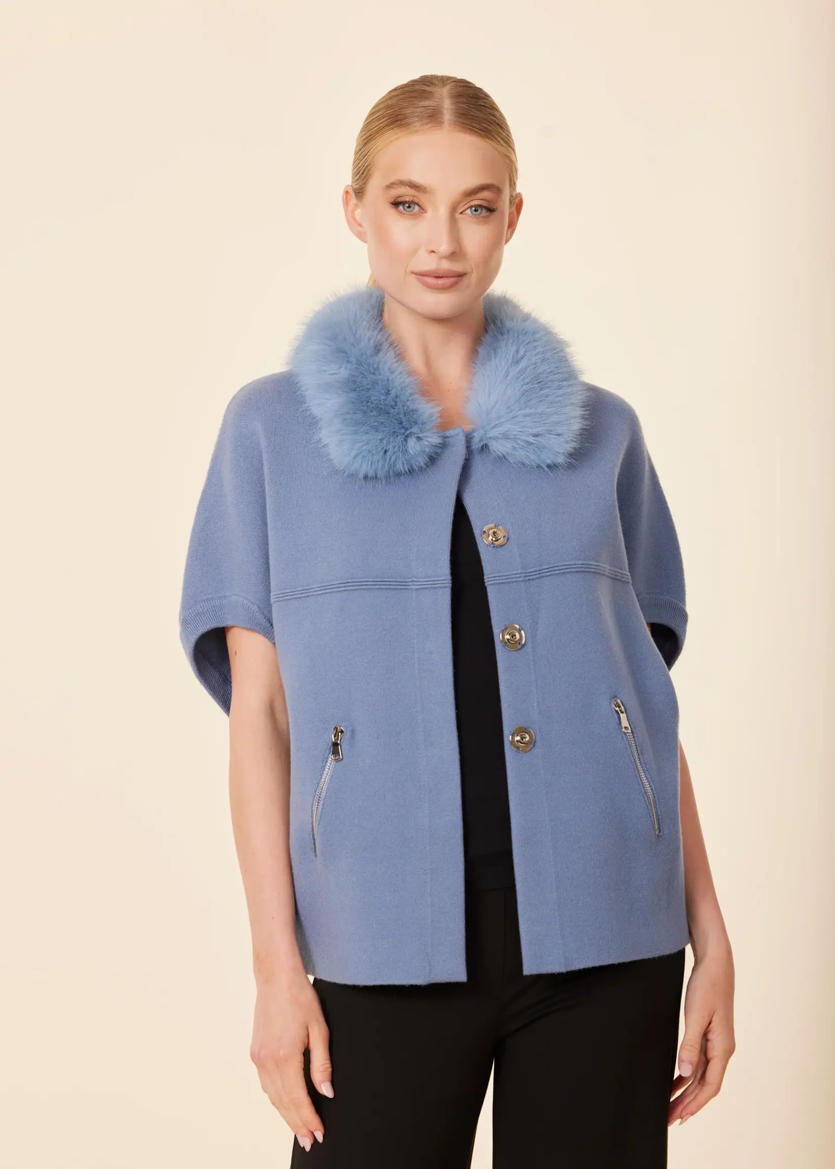 Dolce Cabo Faux Fur Trimmed Cocoon Cardigan